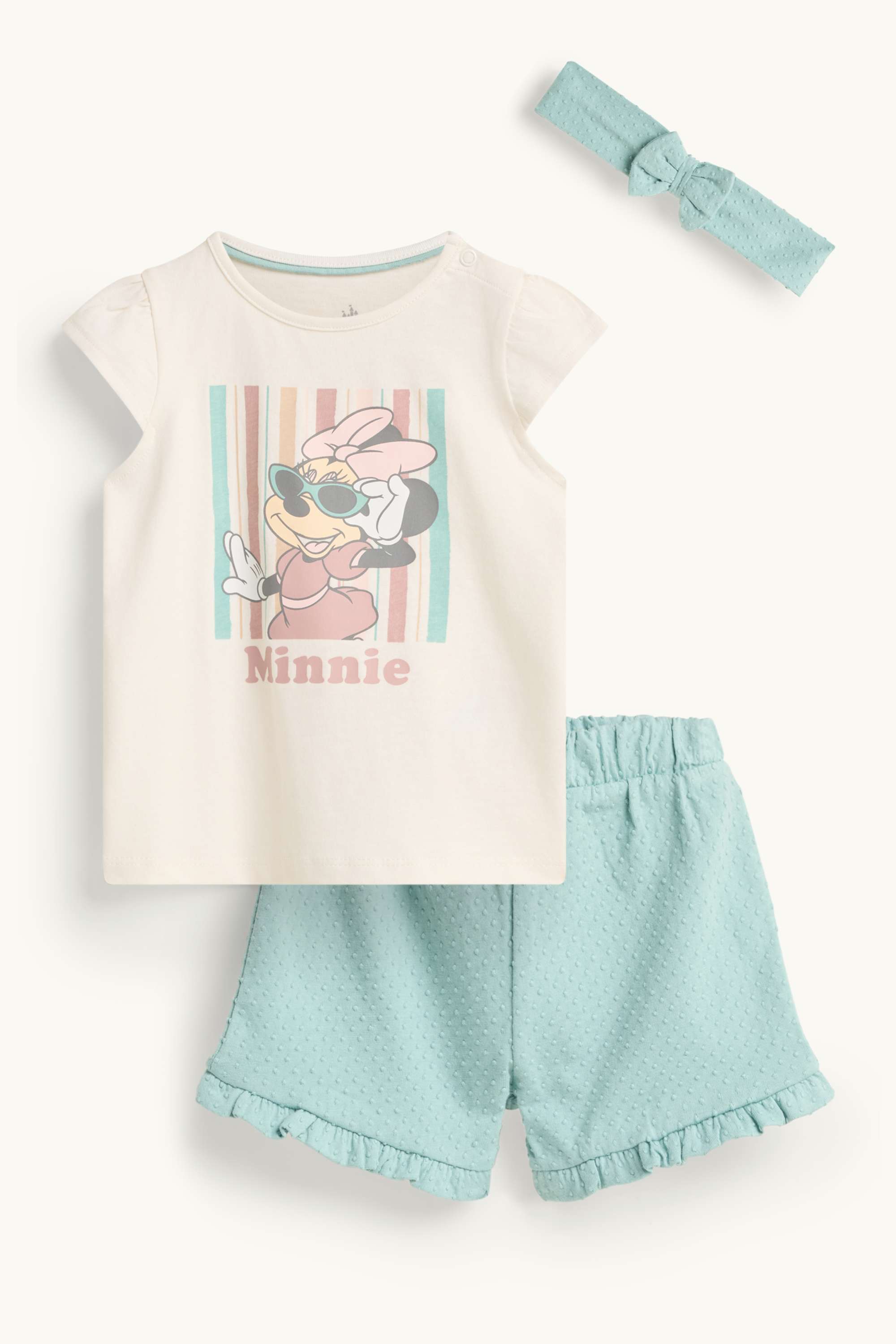 Minnie Mouse - baby outfit - 3 piece white / turquoise