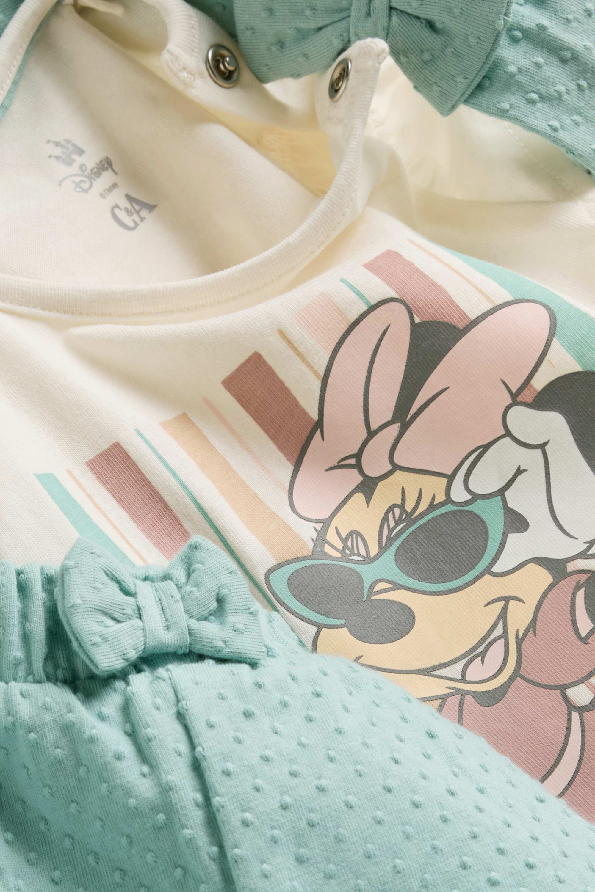 Minnie Mouse - baby outfit - 3 piece white / turquoise
