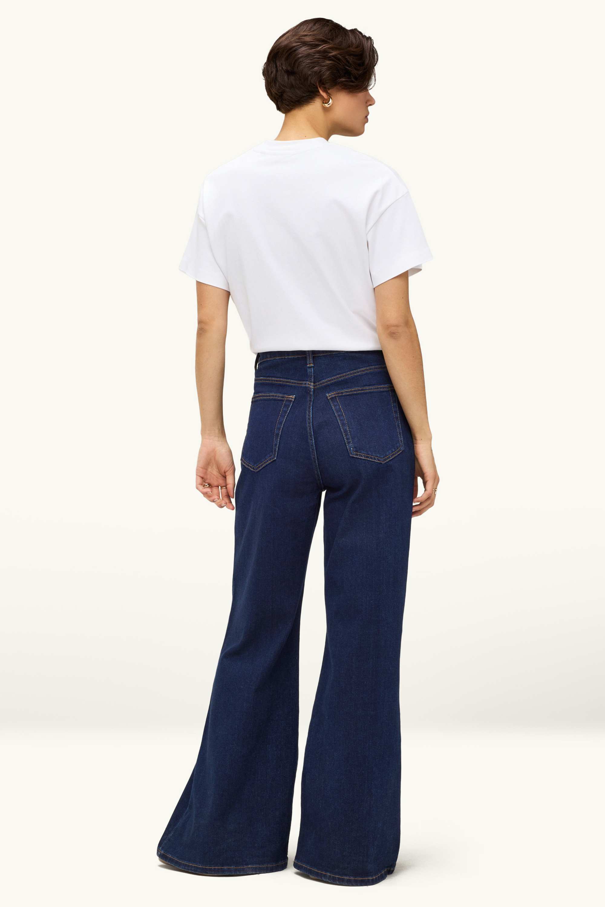 Flared jeans - high waist dark blue