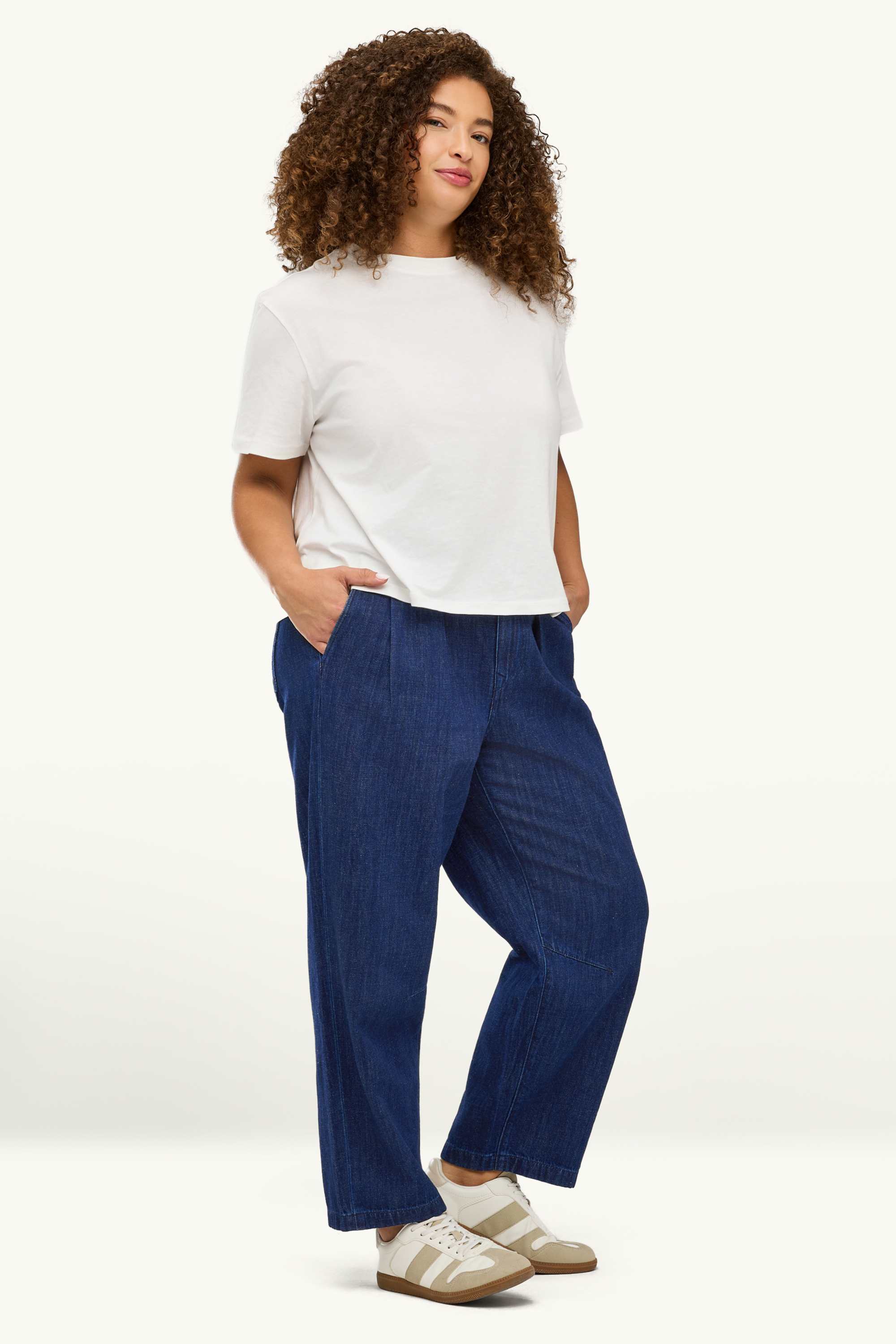 Barrel jeans - mid-rise waist denim-dark blue