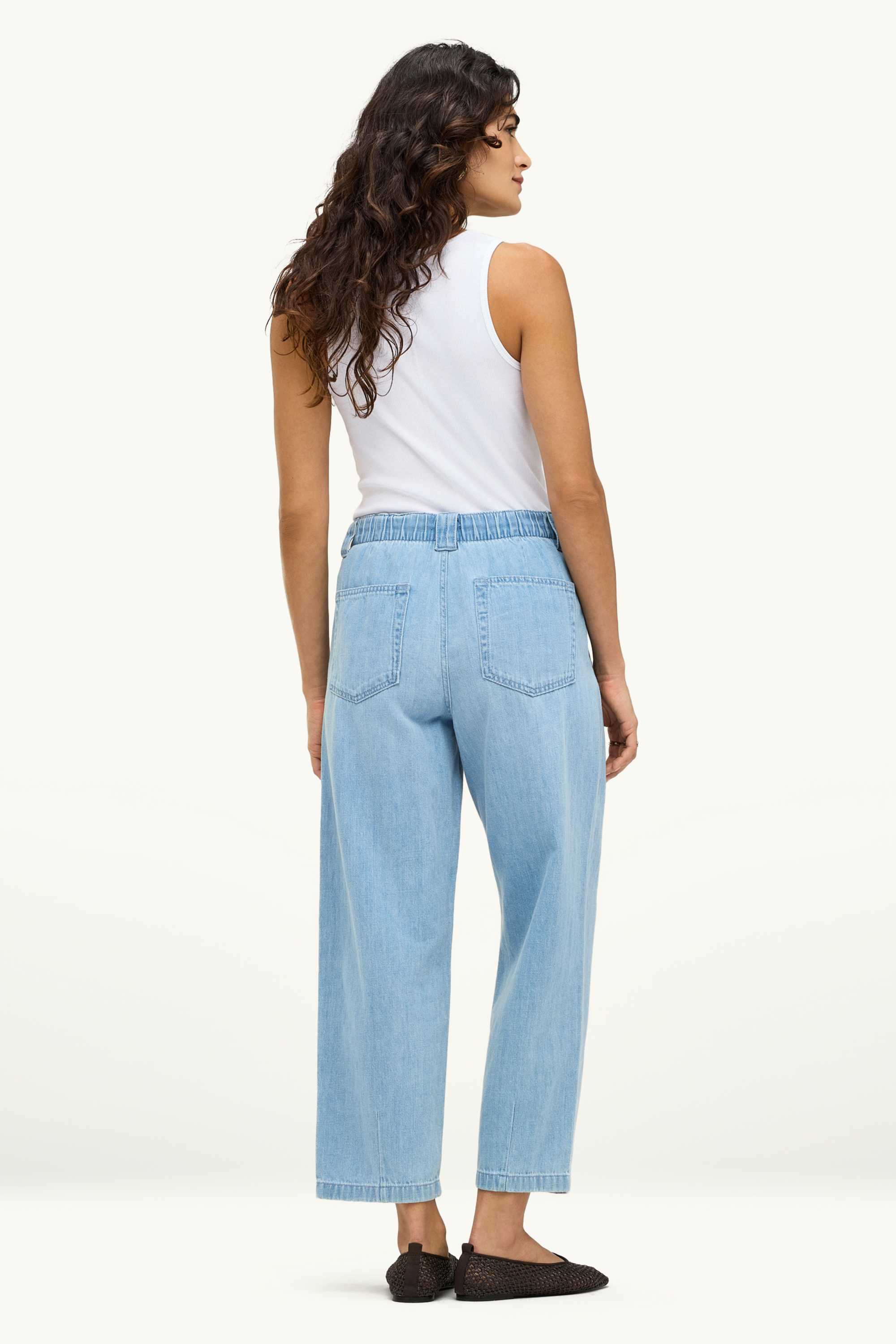Barrel jeans - mid-rise waist blue denim