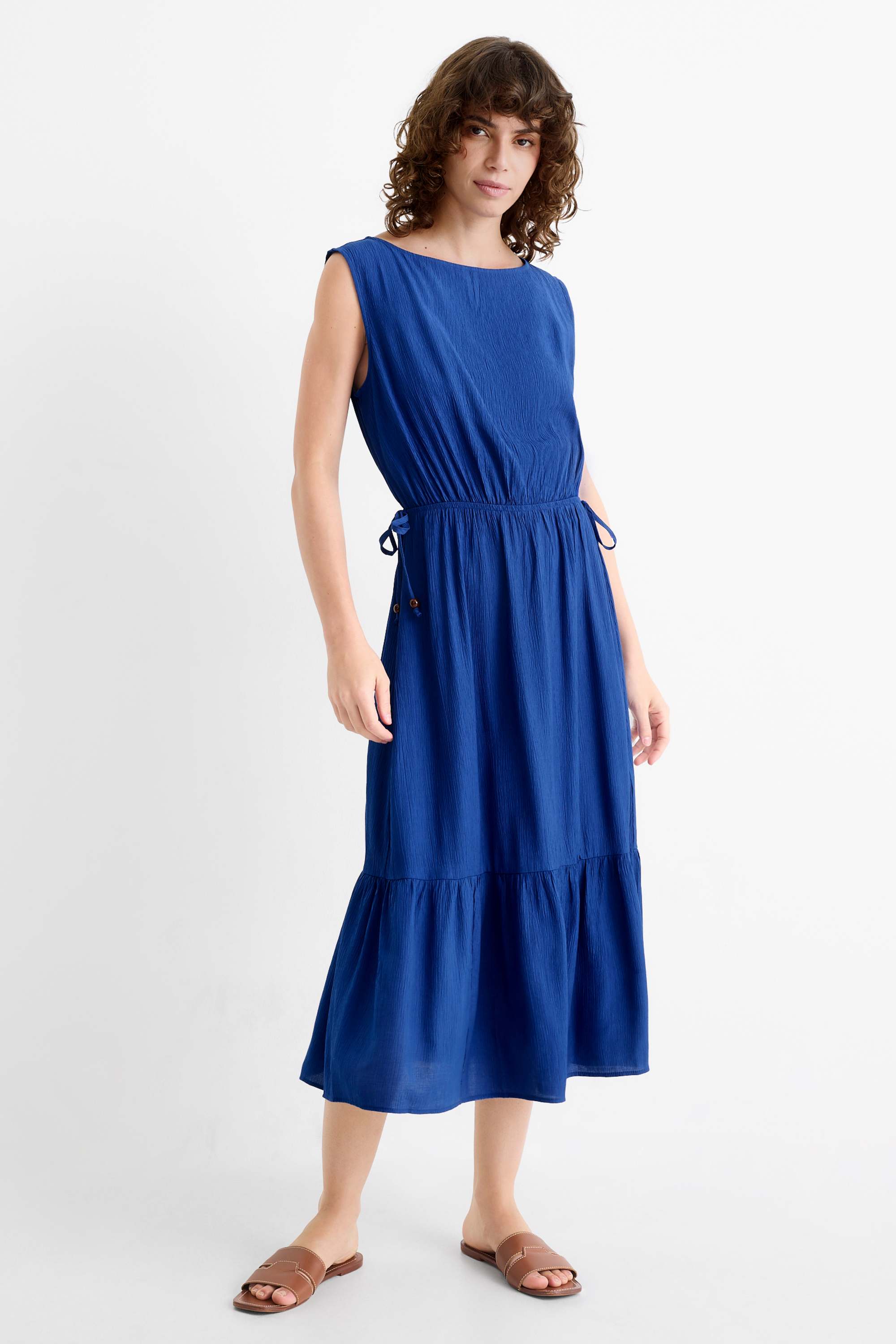 Fit & flare dress - textured dark blue