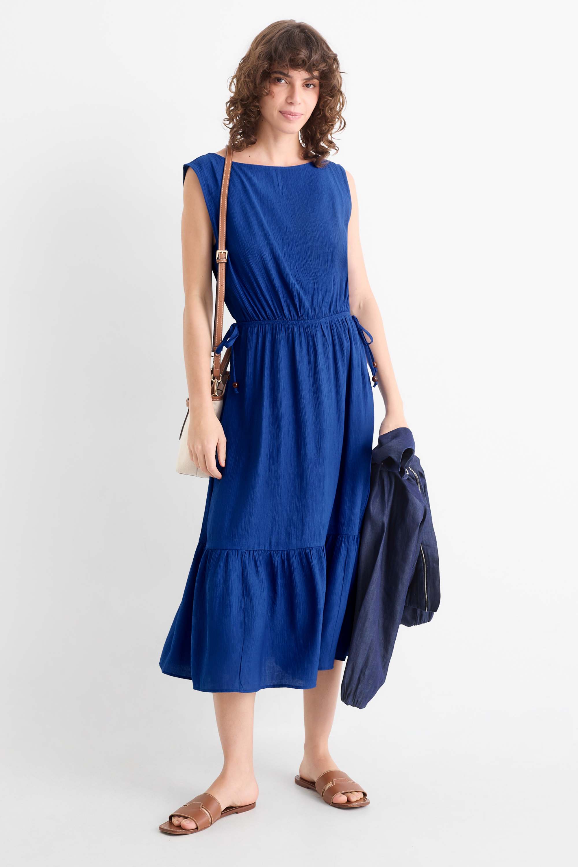 Fit & flare dress - textured dark blue