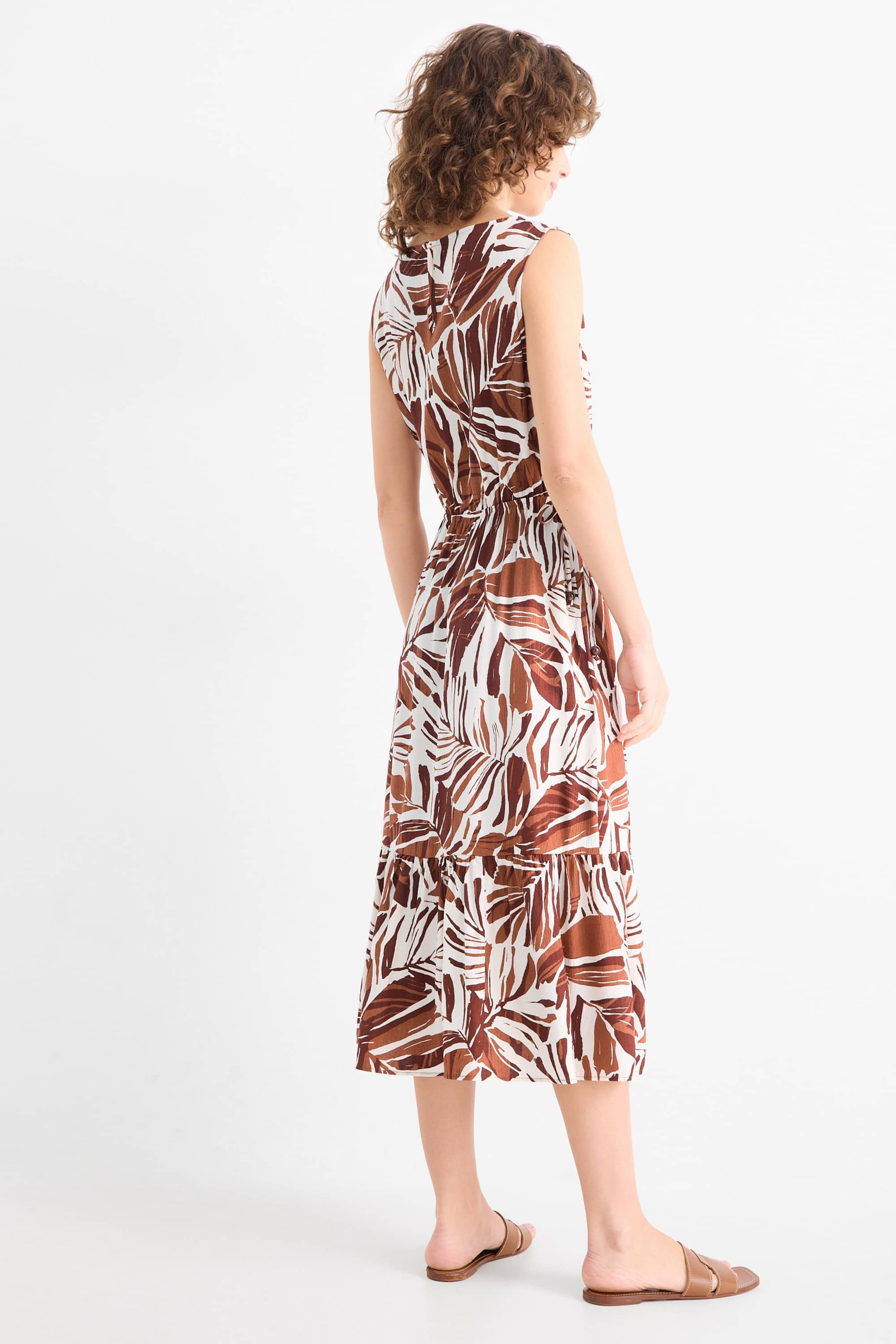 Fit & flare dress - patterned - textured brown / cremewhite