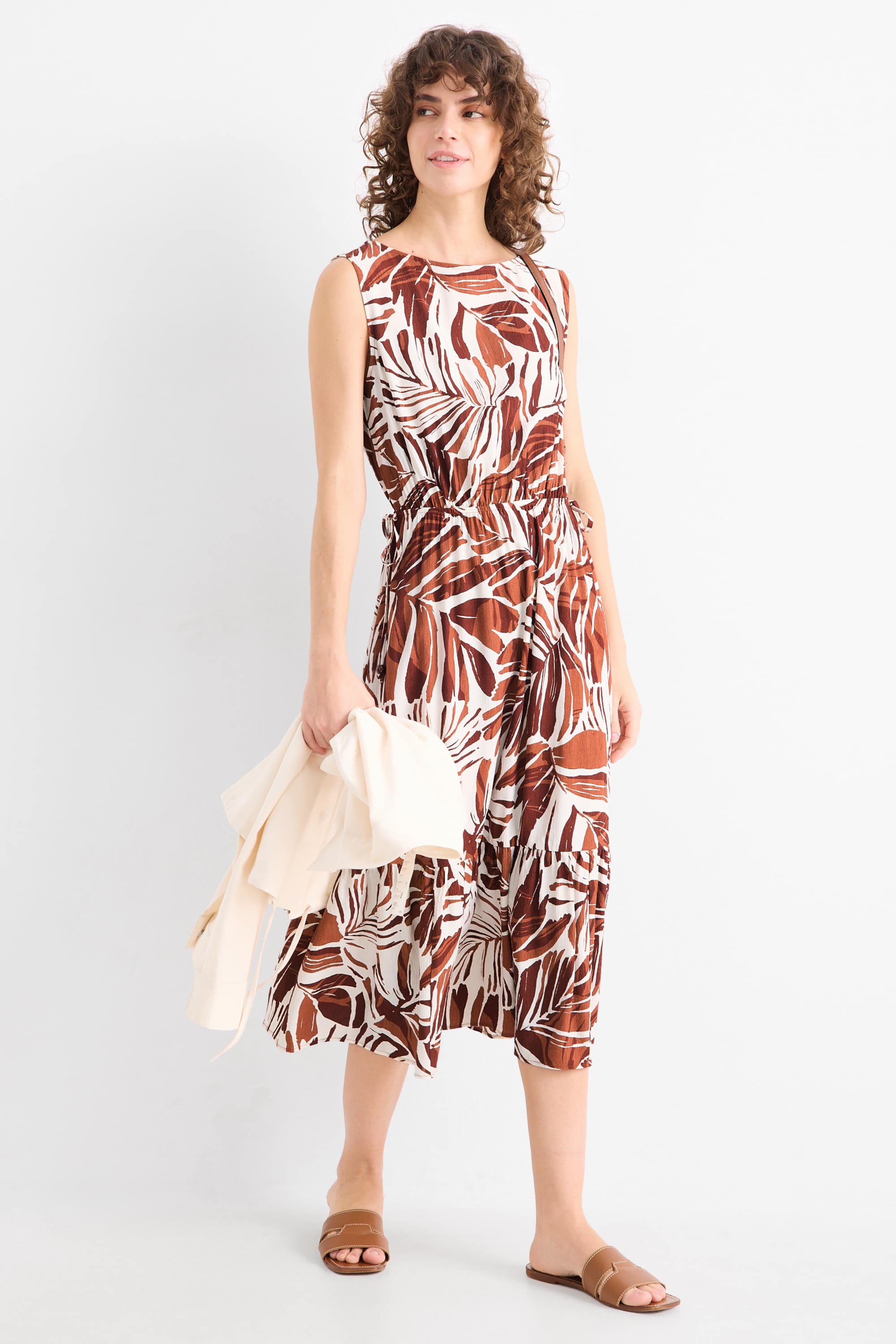 Fit & flare dress - patterned - textured brown / cremewhite