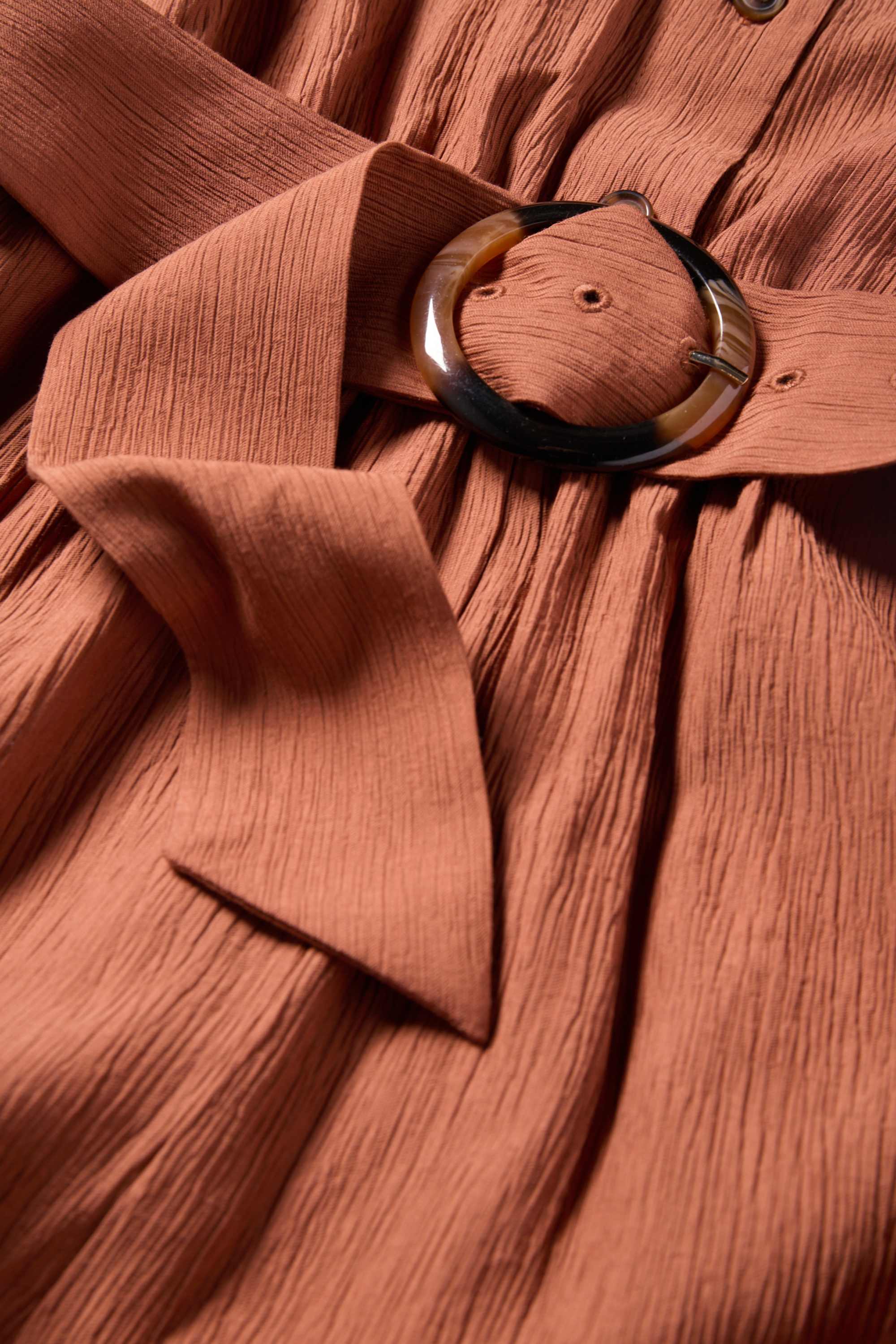 Jumpsuit with belt - textured brown