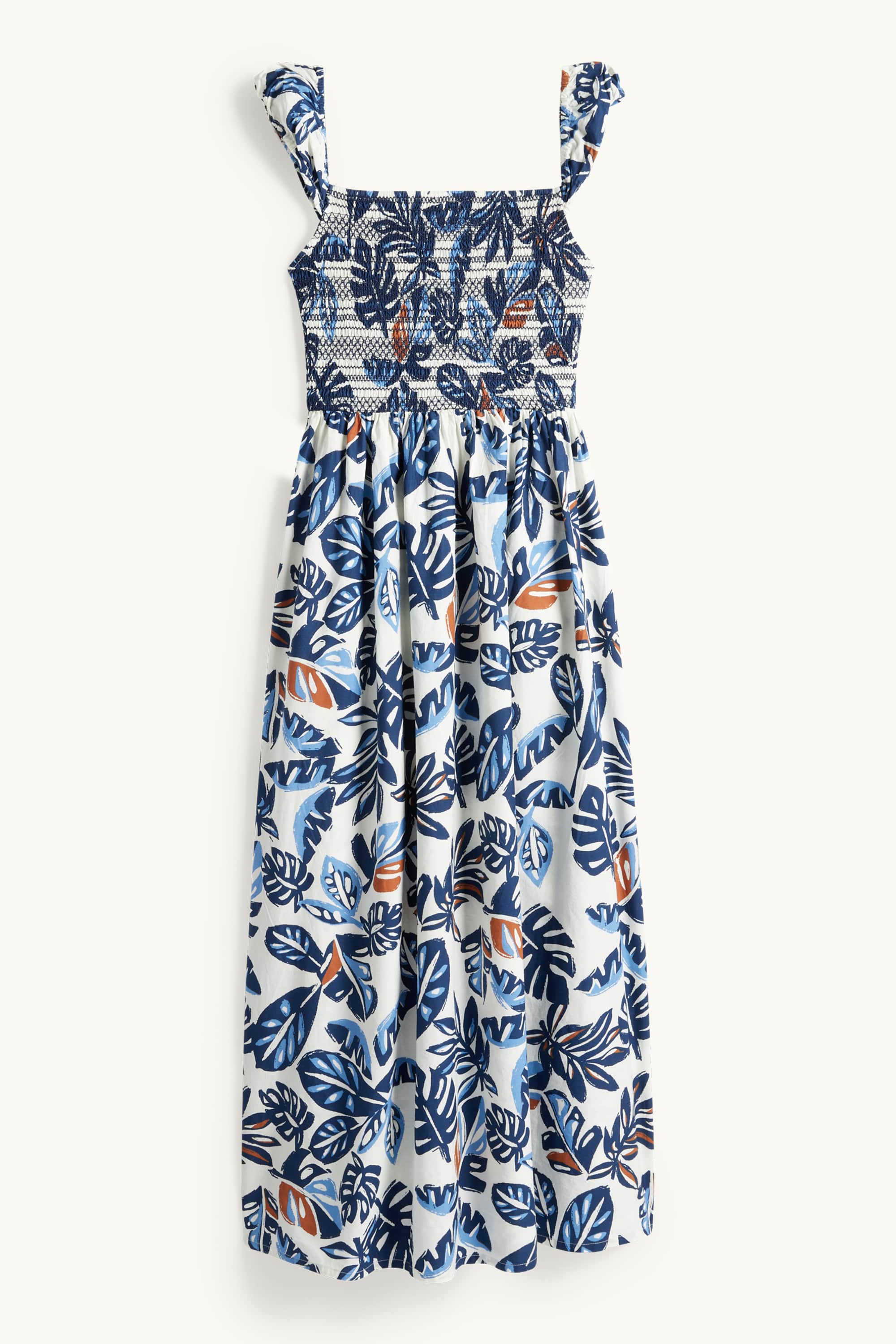 Dress - patterned - smocked dark blue / creme white