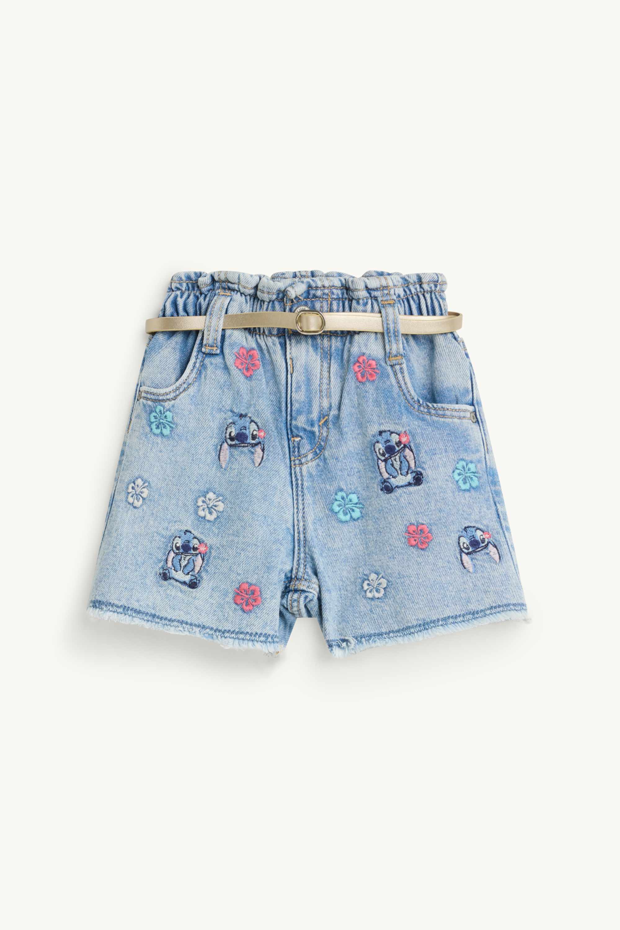 Lilo & Stitch - denim shorts with belt denim-light blue