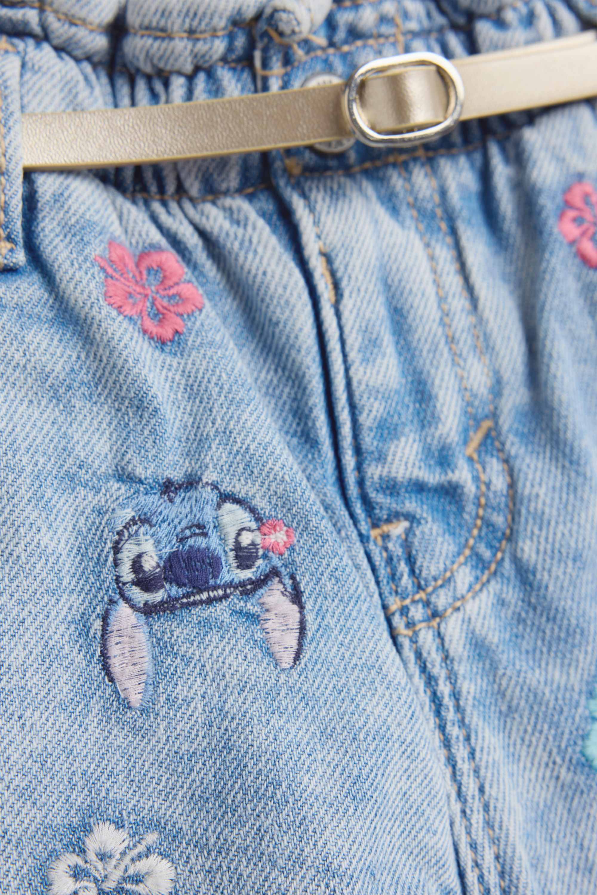 Lilo & Stitch - denim shorts with belt denim-light blue