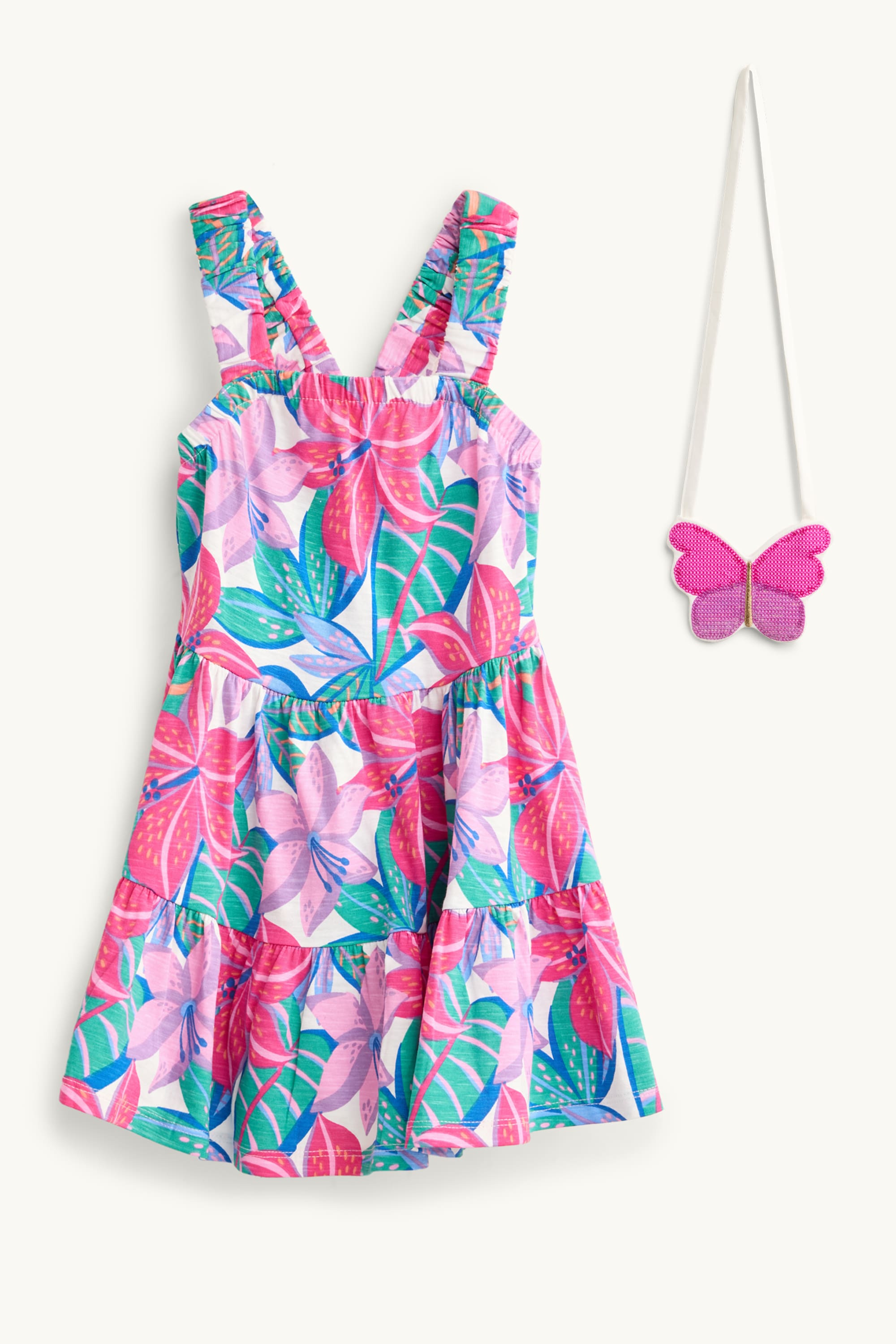 Floral - set - dress and bag - 2 piece pink