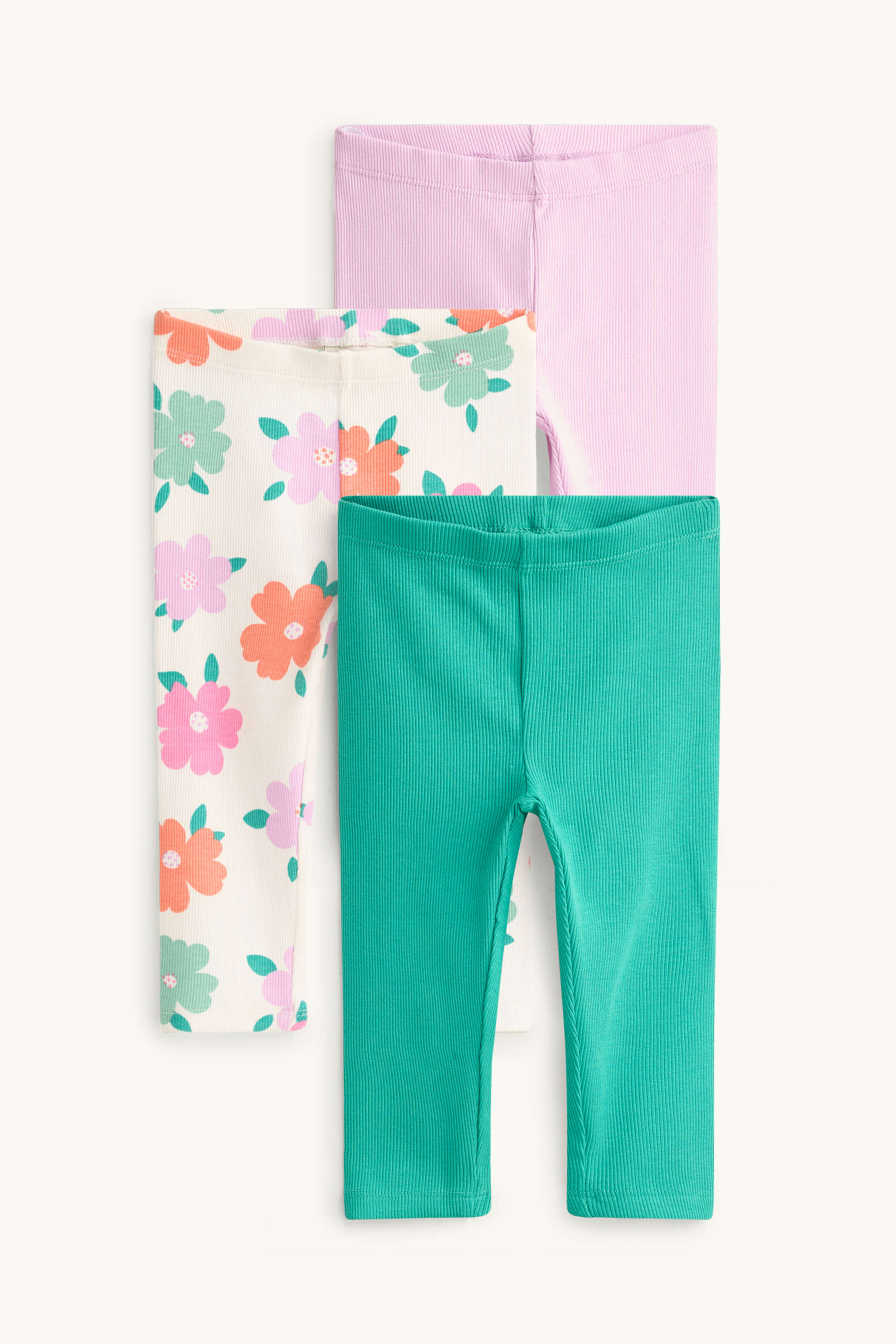 Multipack of 3 - floral - leggings white / green