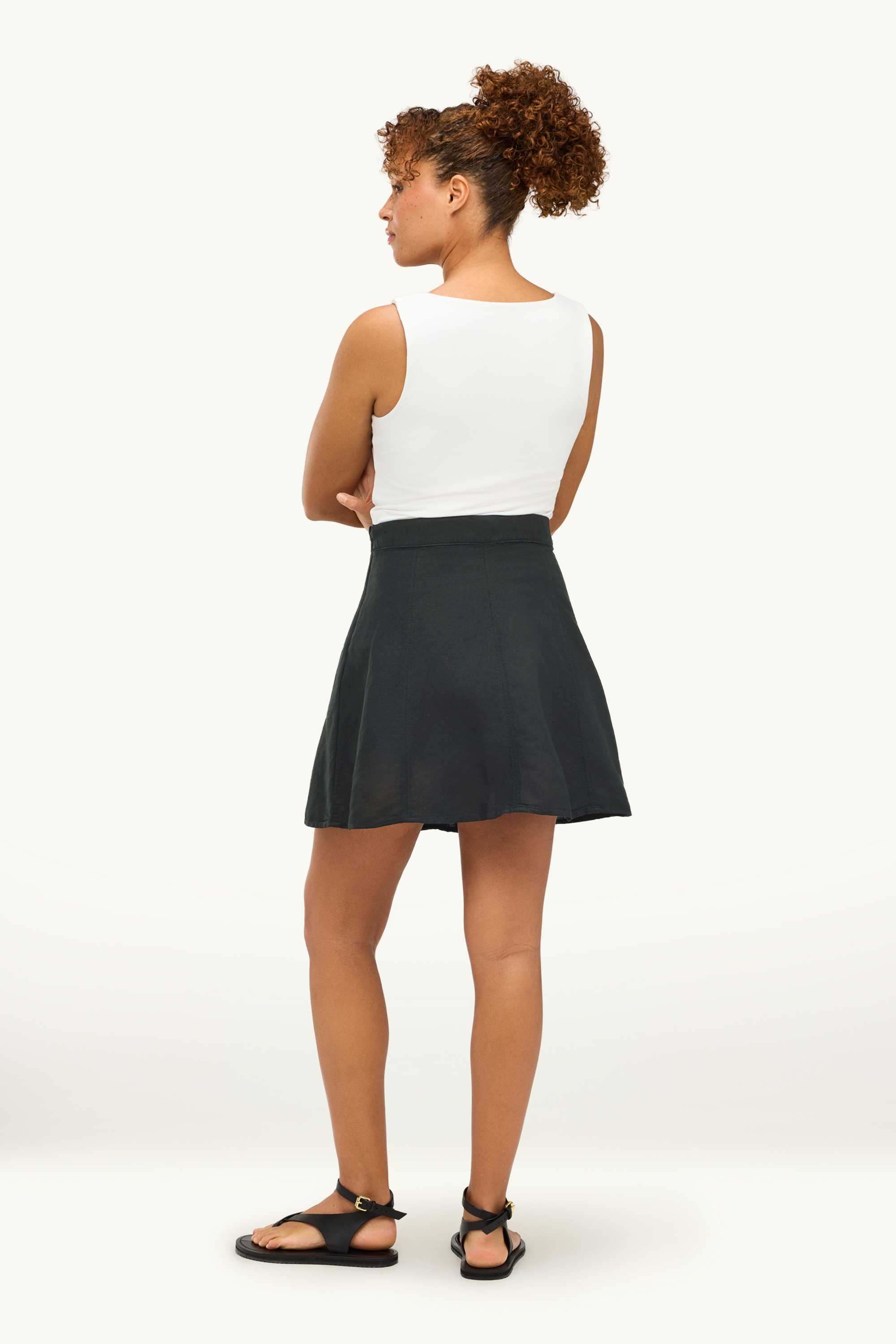 Miniskirt - linen blend black