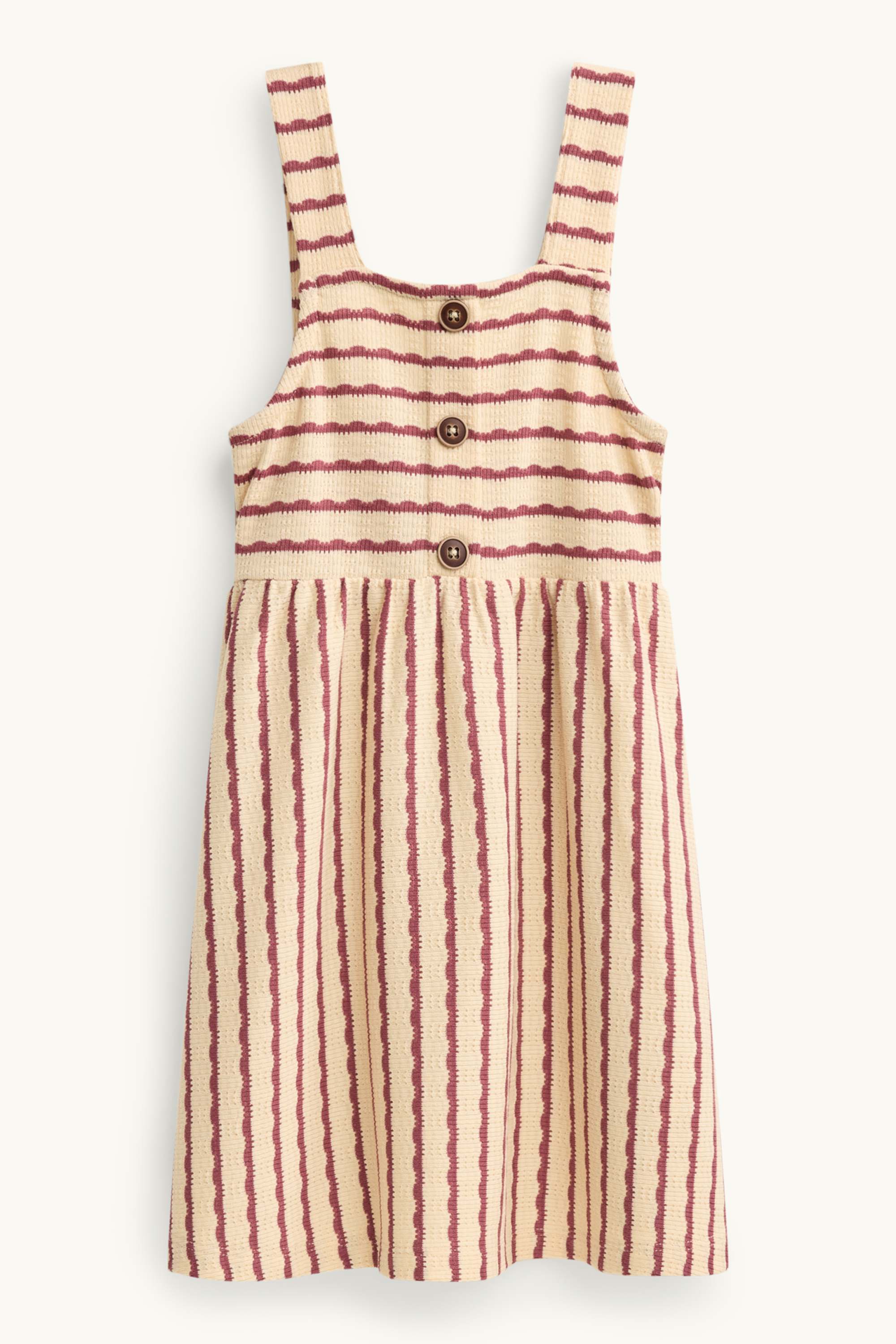 Knitted dress - striped beige / bordeaux
