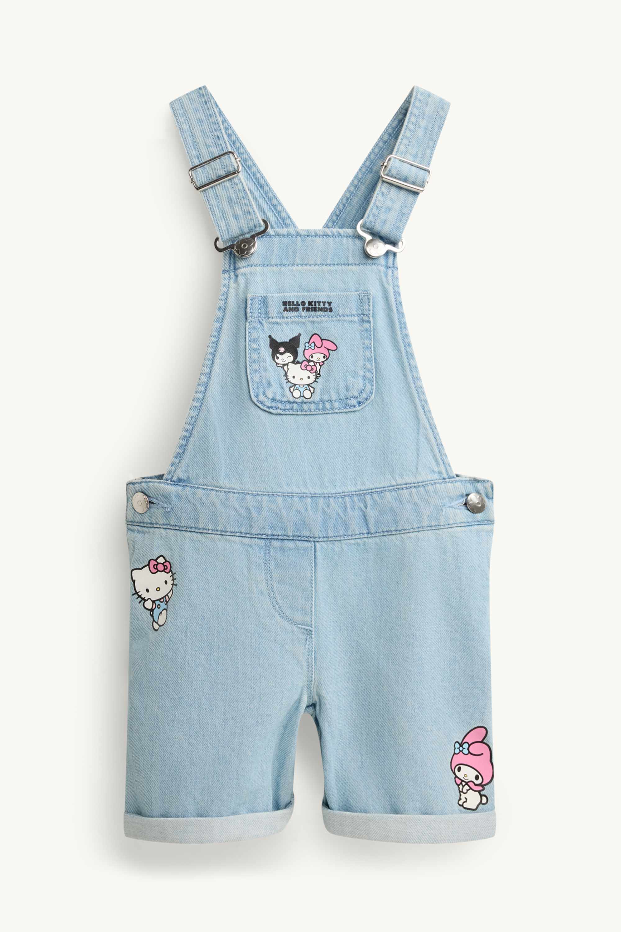 Hello Kitty and Friends - set - short sleeve T-shirt and denim dungaree shorts denim-light blue