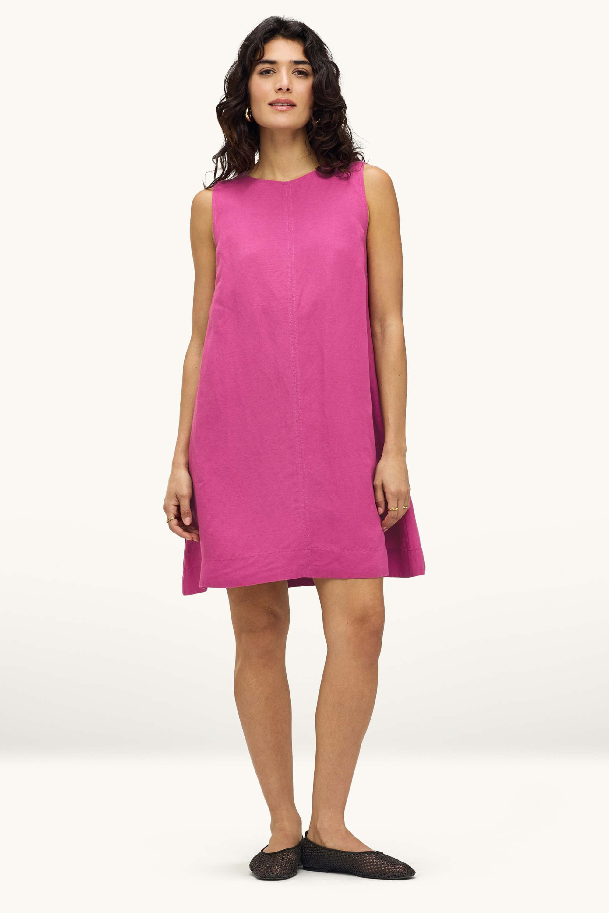 A-line dress - linen blend pink