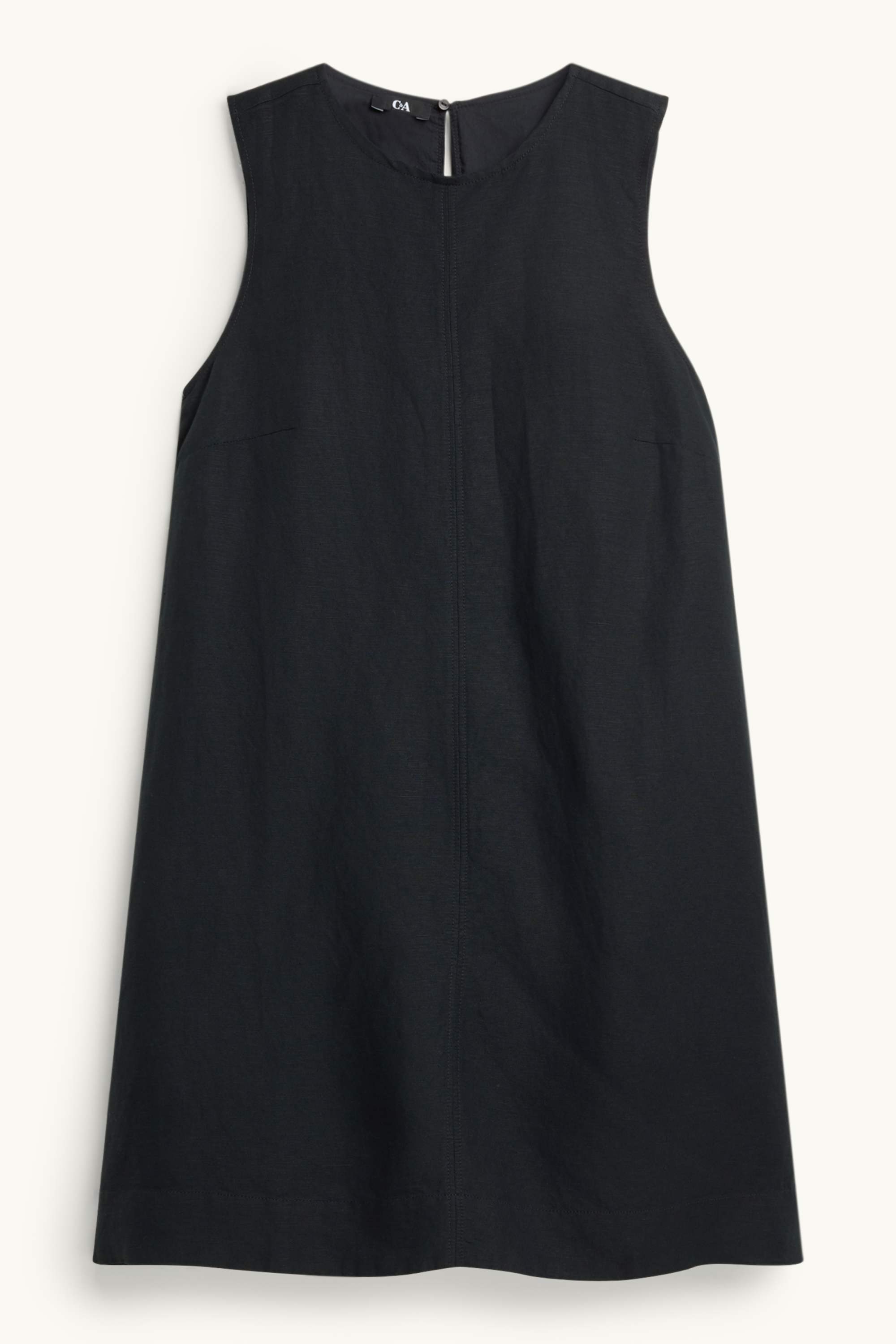 A-line dress - linen blend black