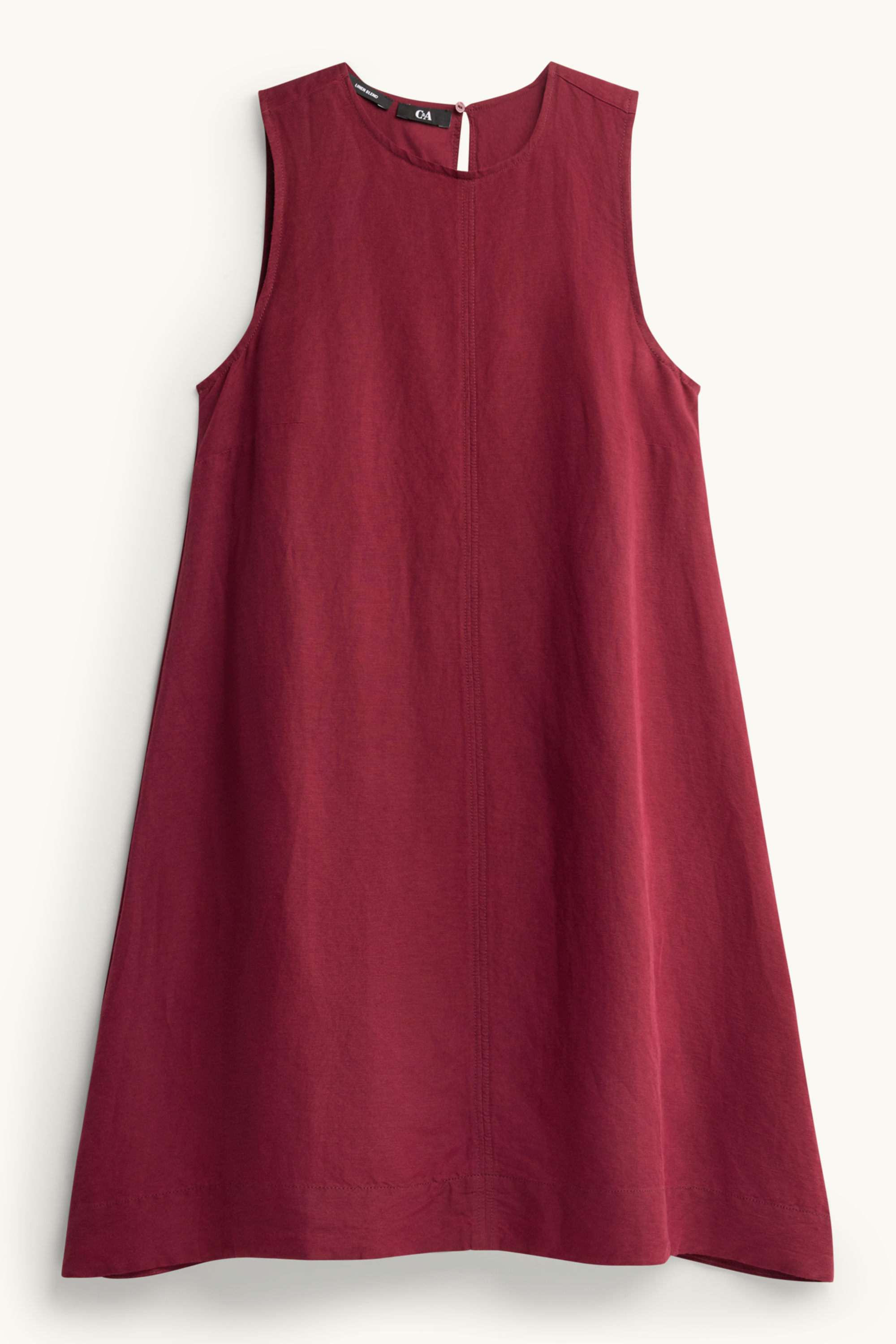 A-line dress - linen blend dark red