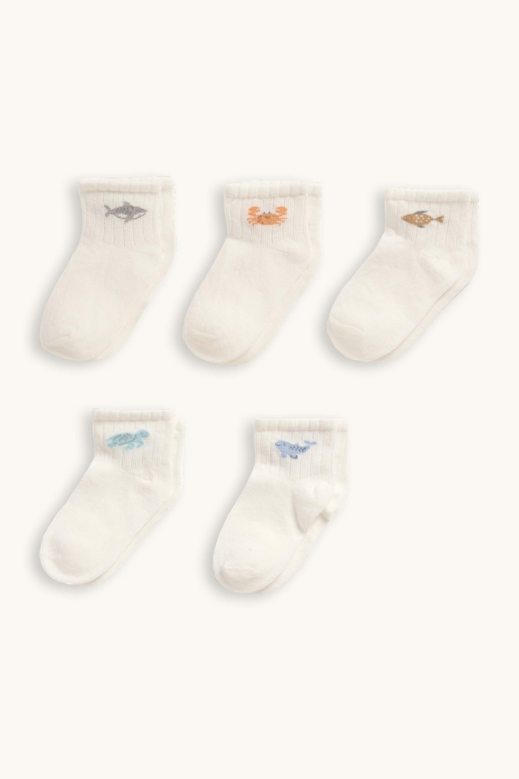 Multipack of 5 - little animals - baby socks with motif white