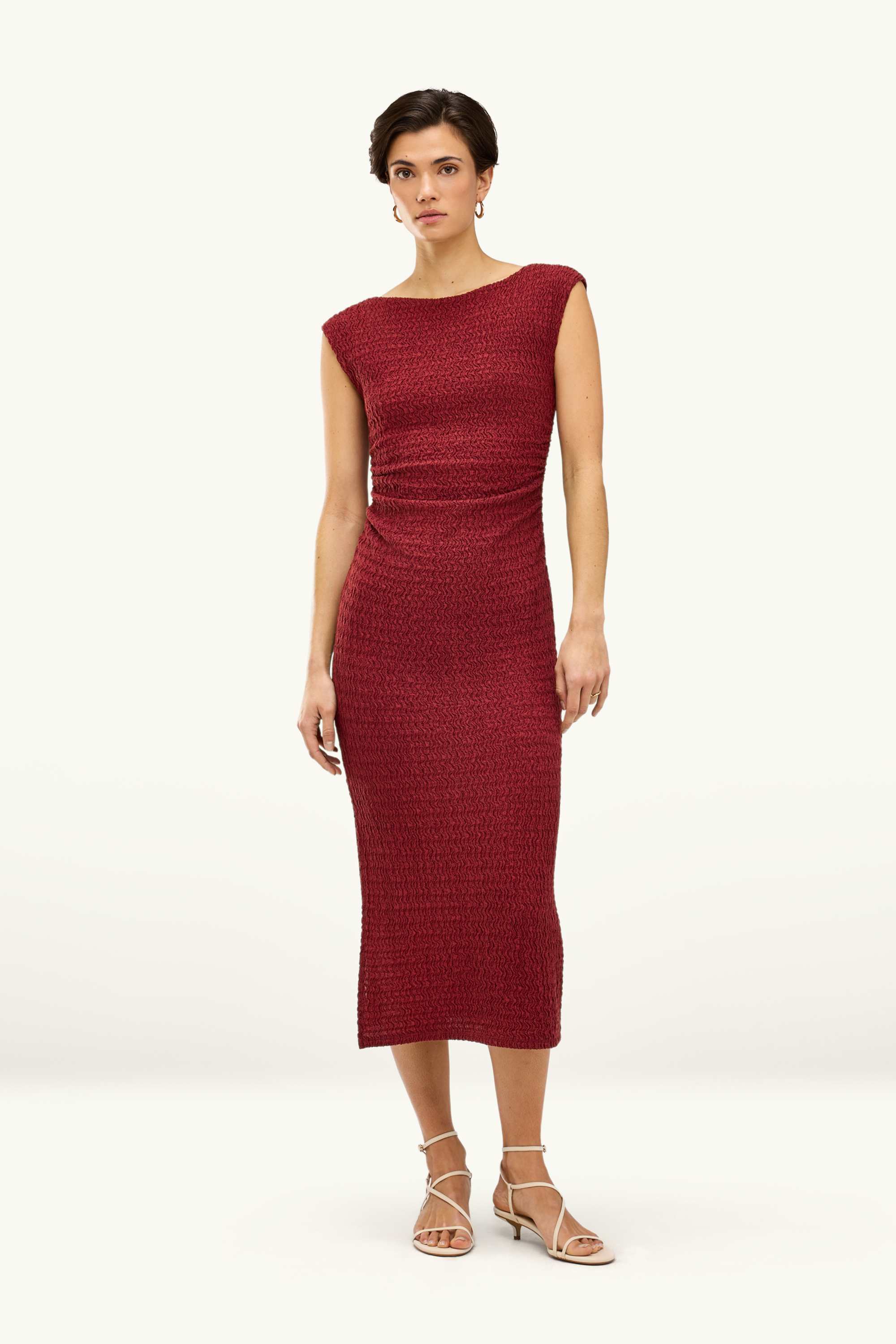 Bodycon dress - textured dark red