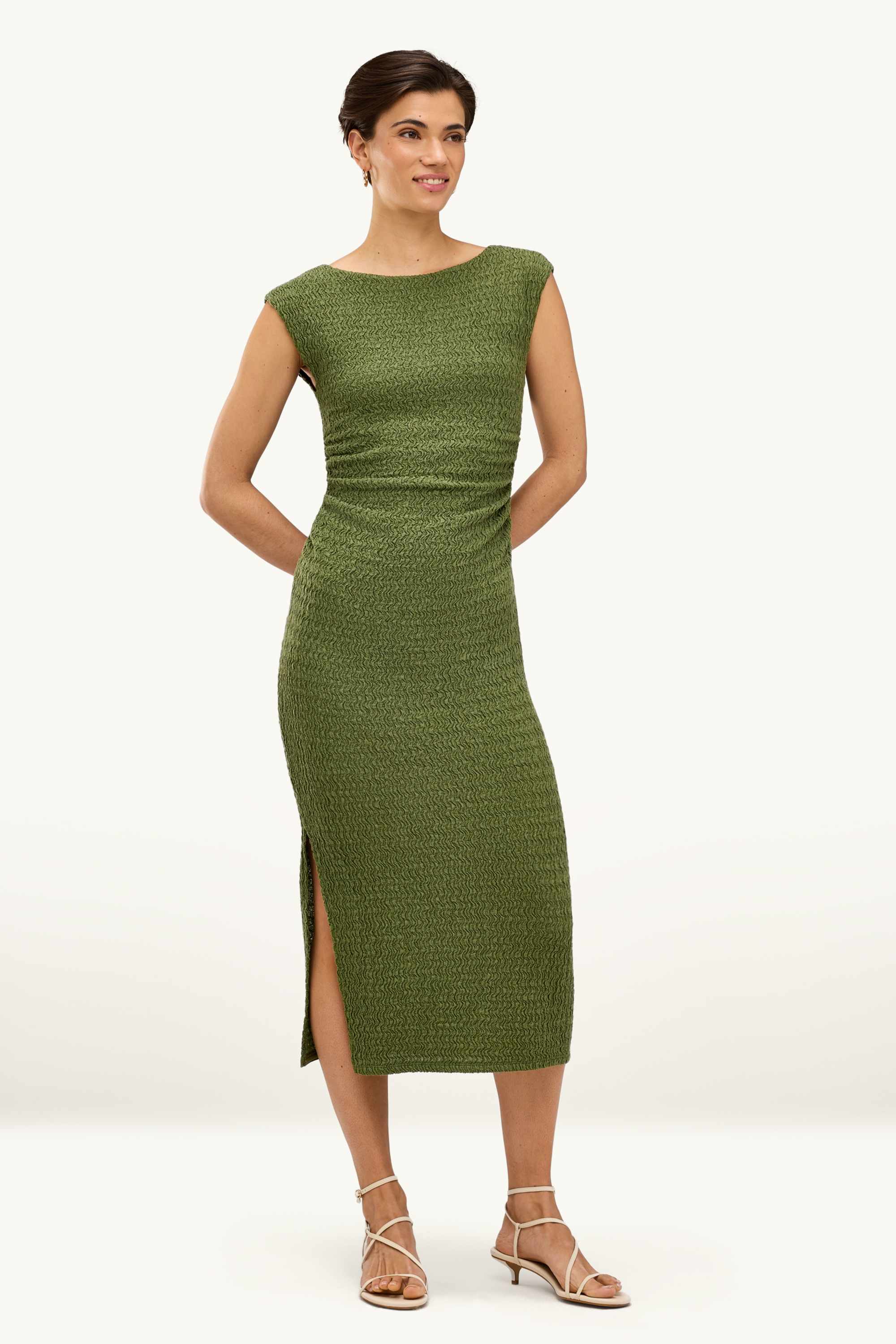 Bodycon dress - textured dark green