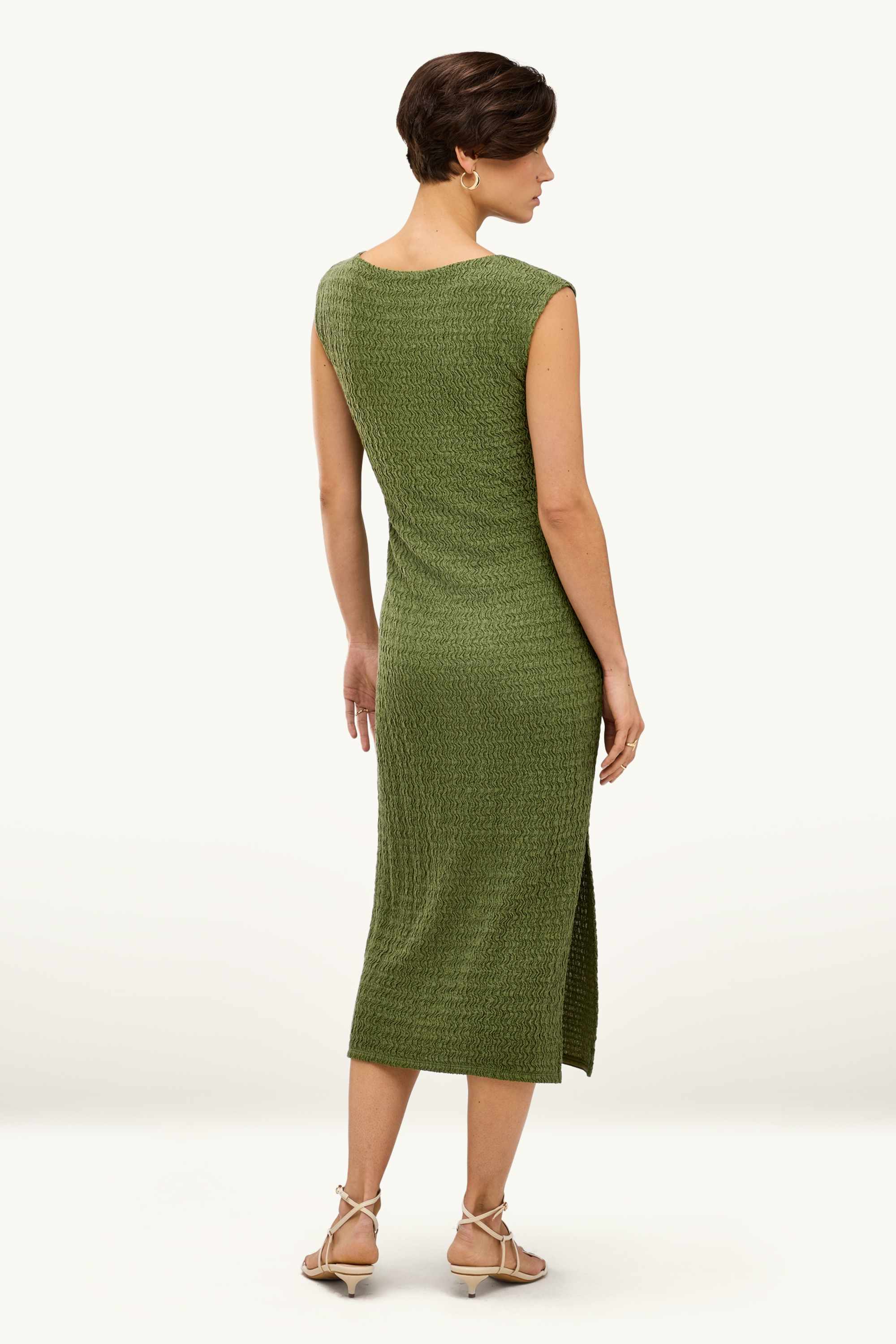 Bodycon dress - textured dark green