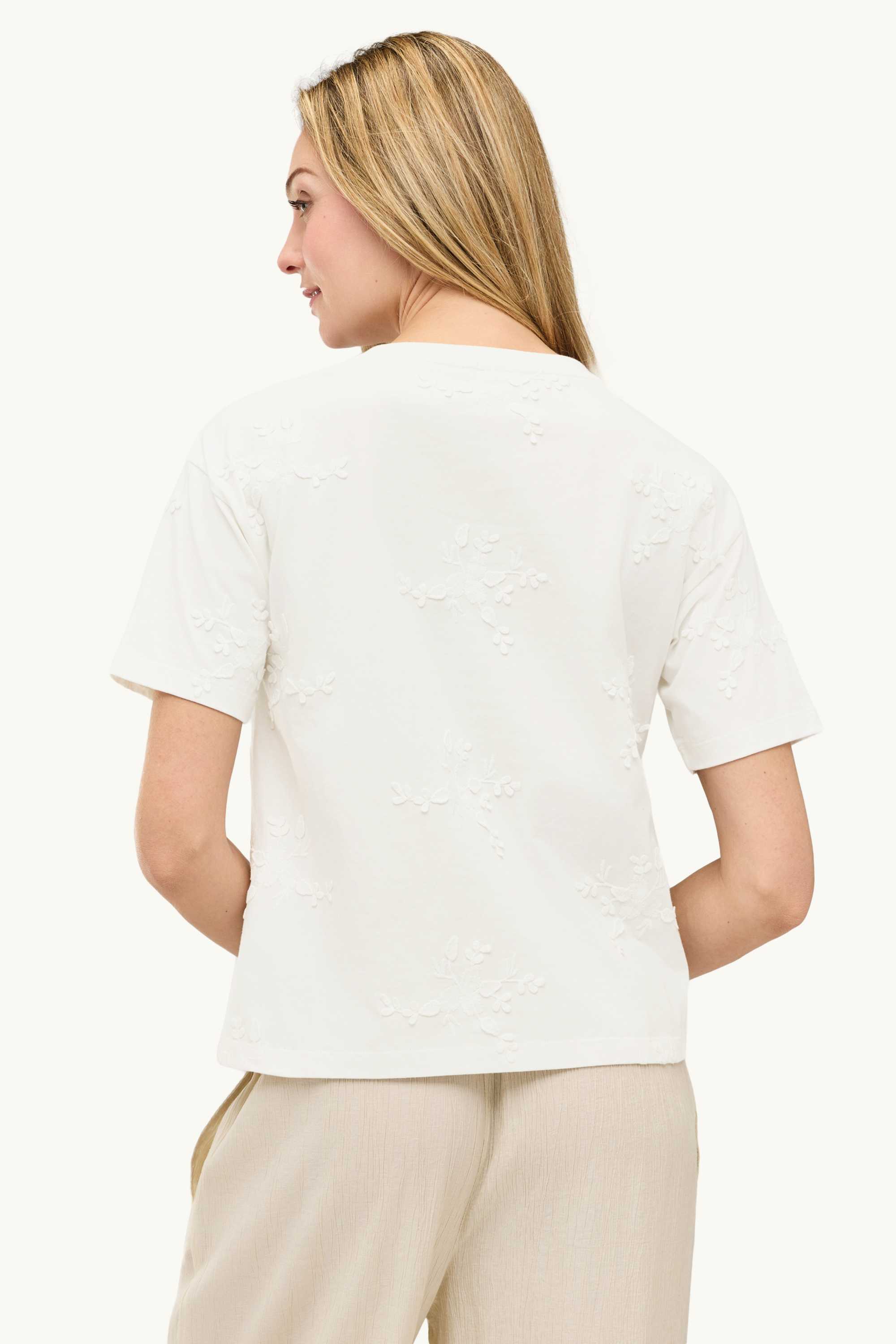 T-shirt - regular fit - embroidered - floral white