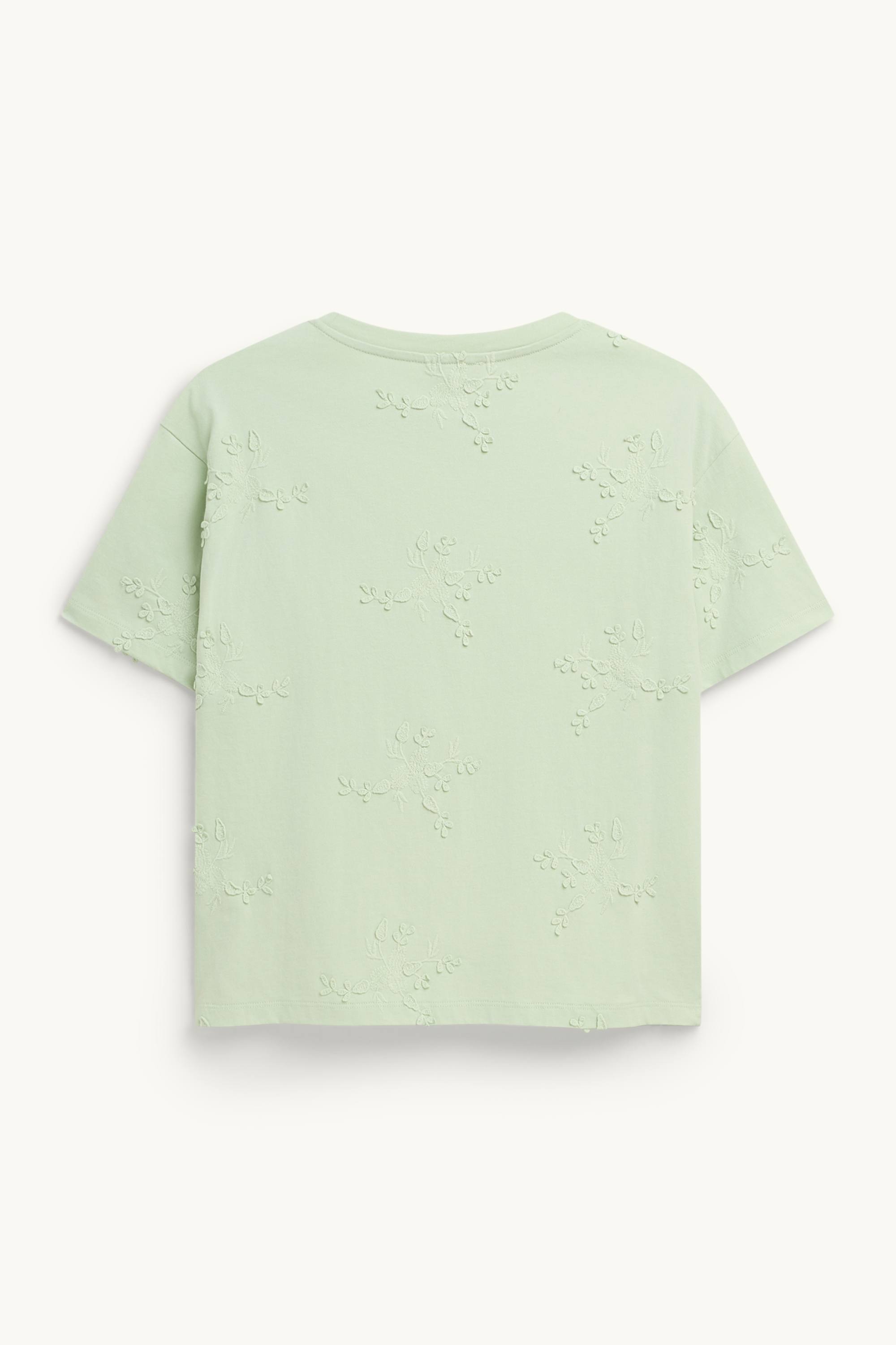 T-shirt - regular fit - embroidered - floral light green