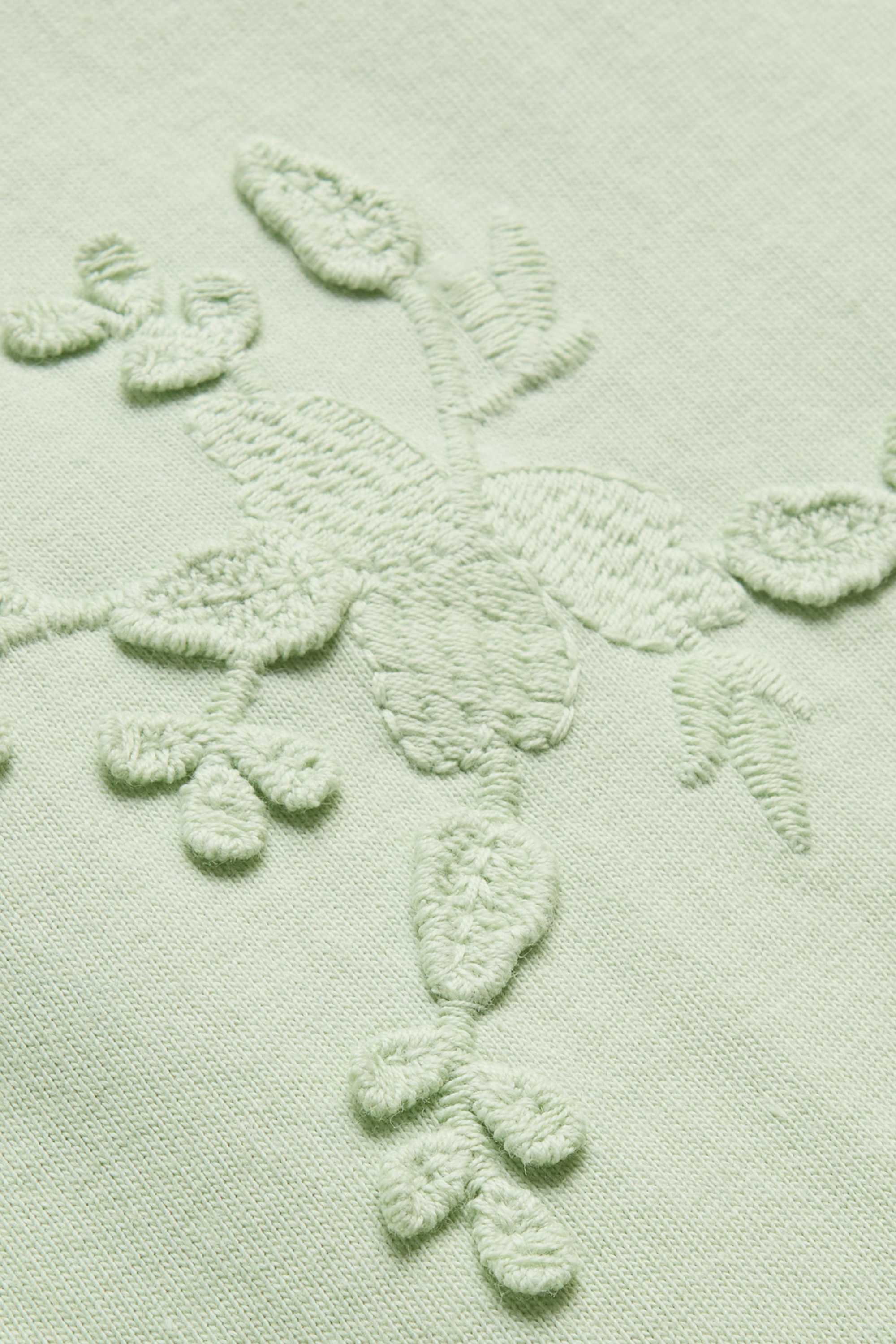 T-shirt - regular fit - embroidered - floral light green