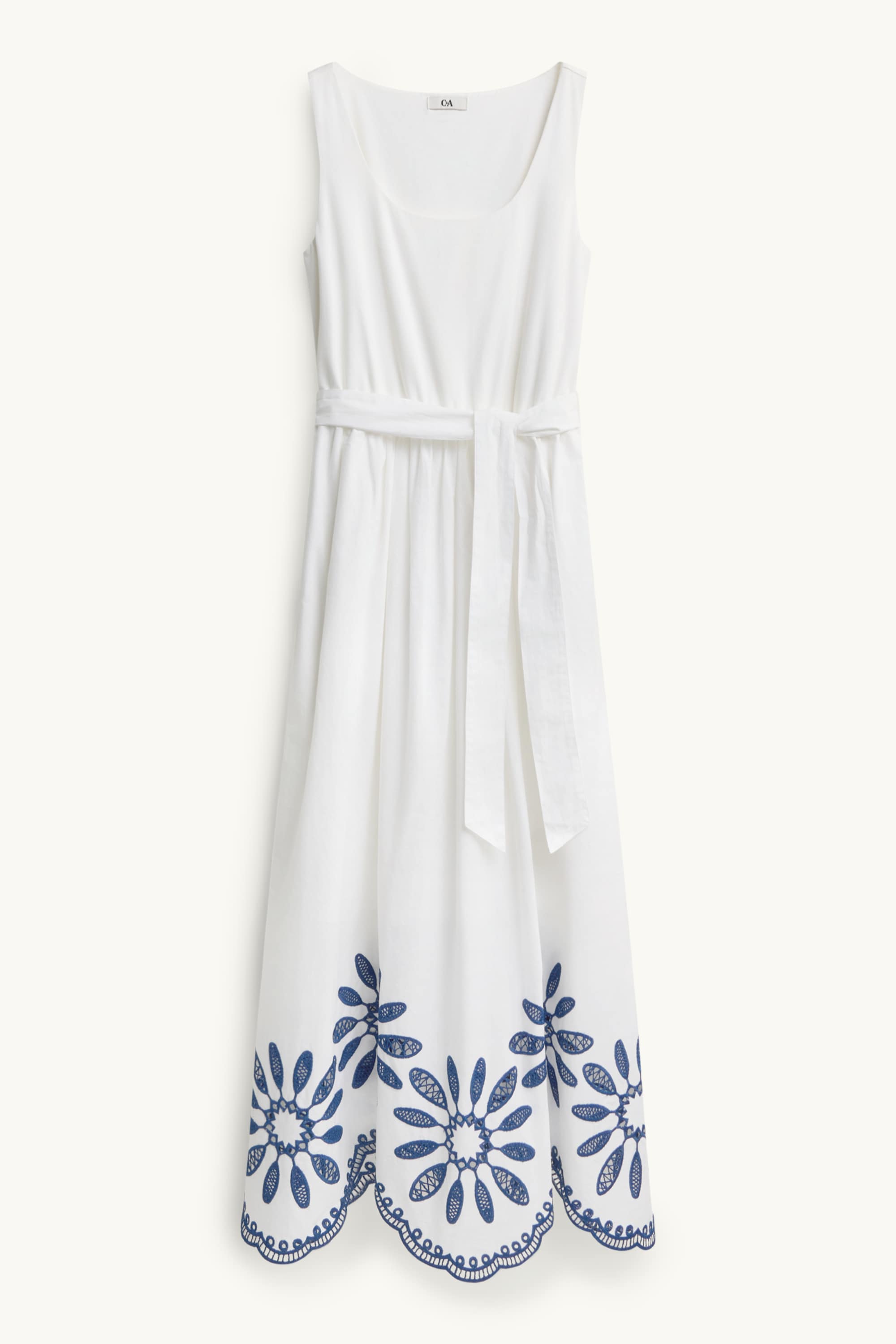 Fit & flare dress white / blue