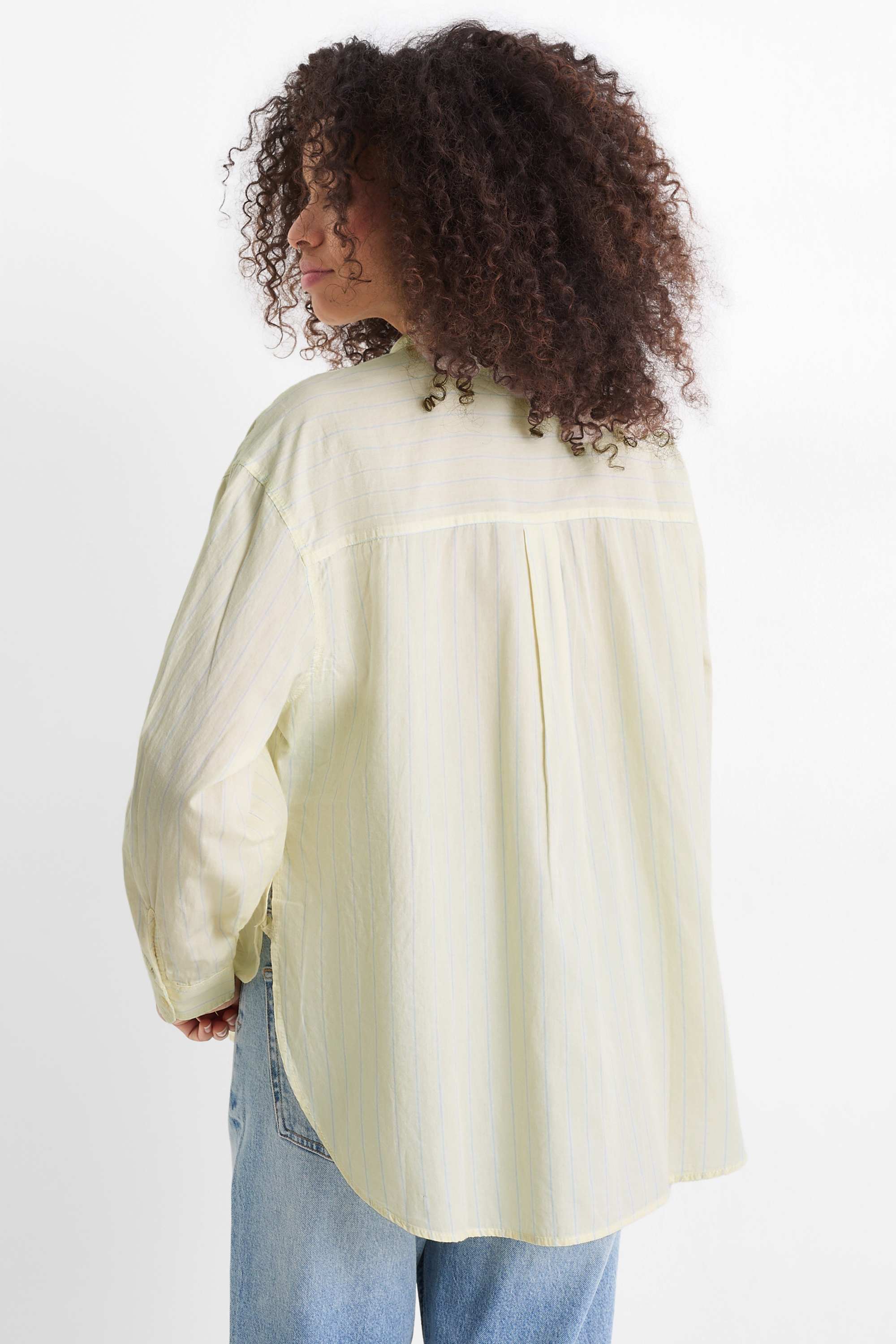 Shirt blouse - striped light yellow