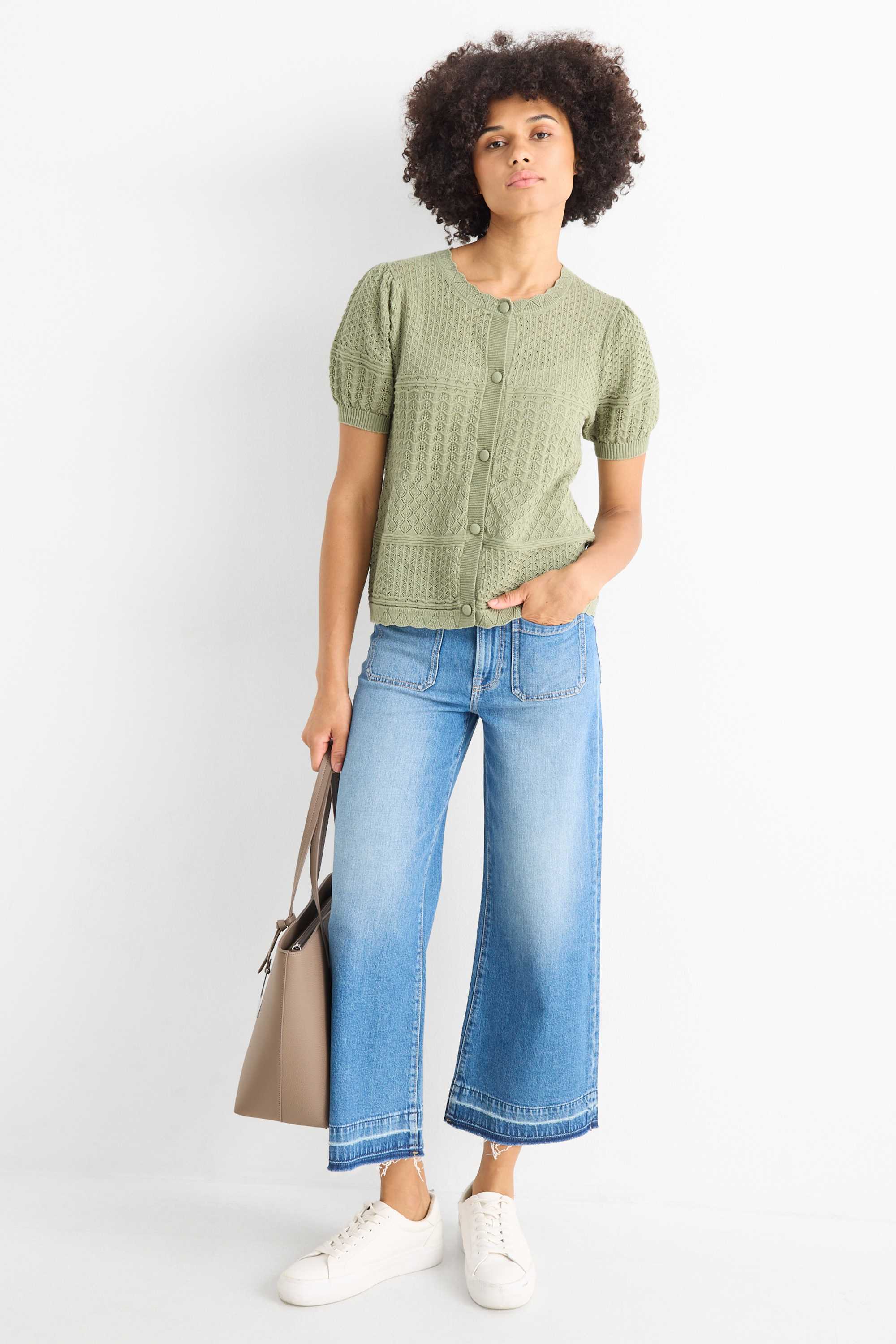 Cardigan - textured green