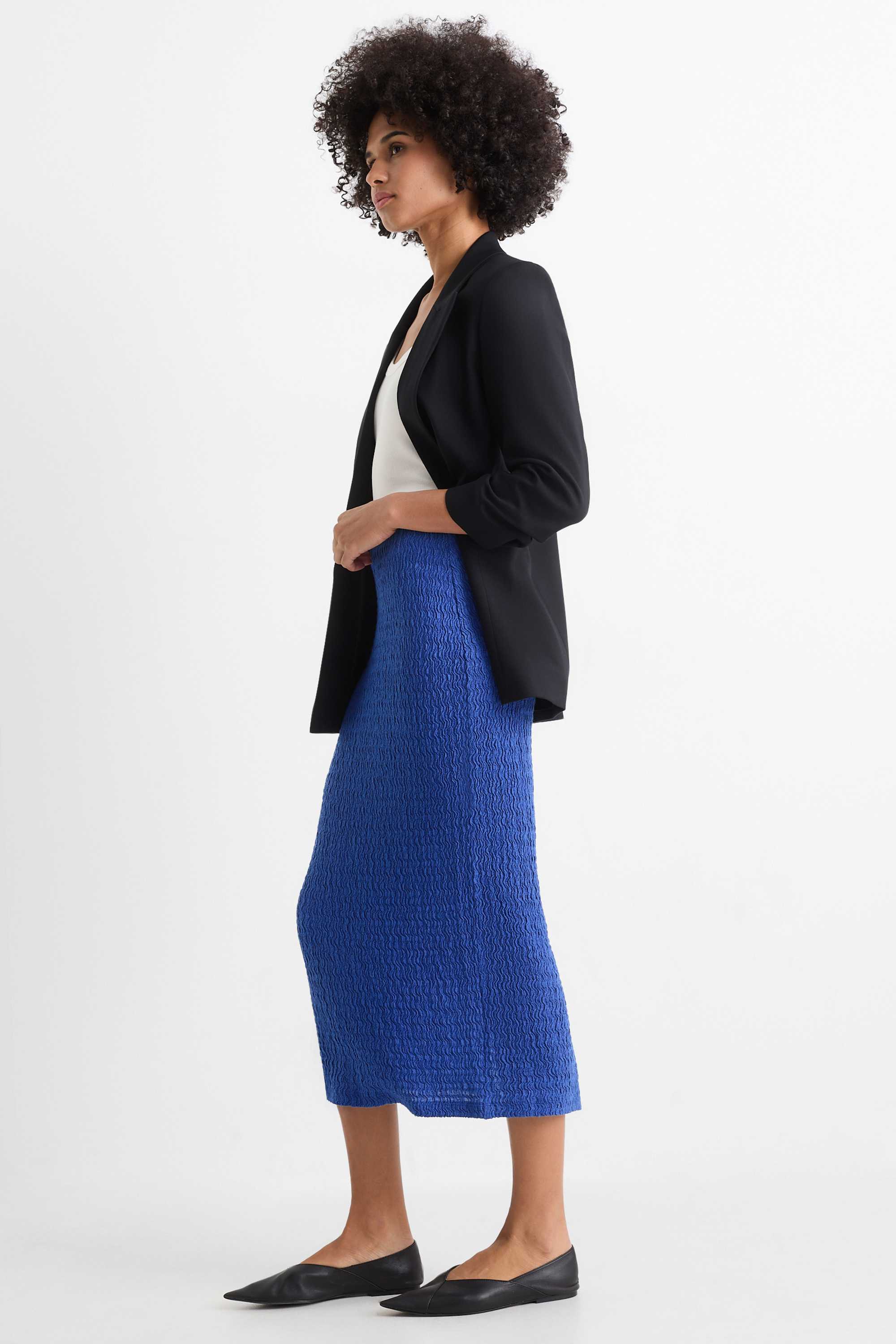 Skirt - textured dark blue