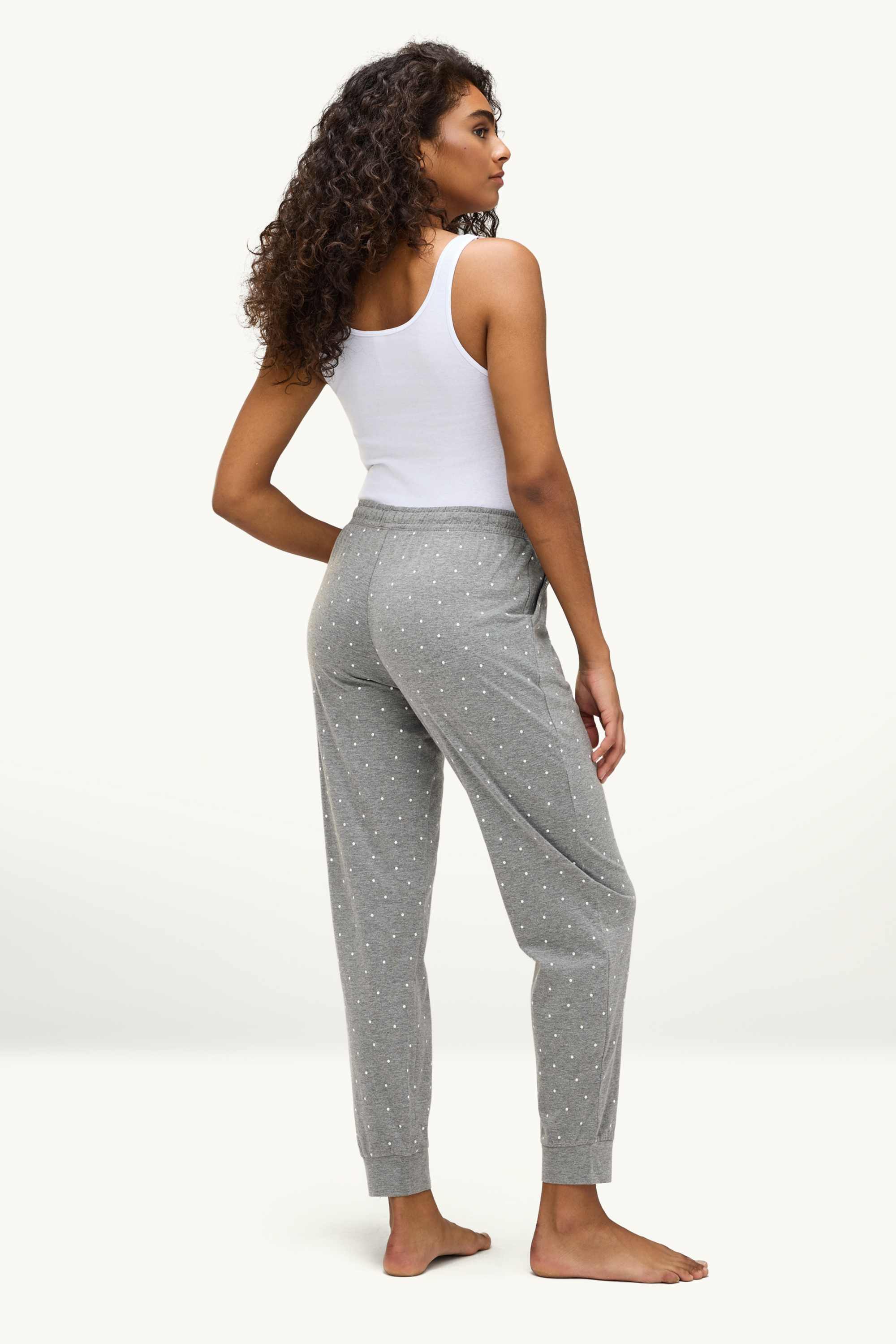 Pyjama bottoms - polka dot light gray