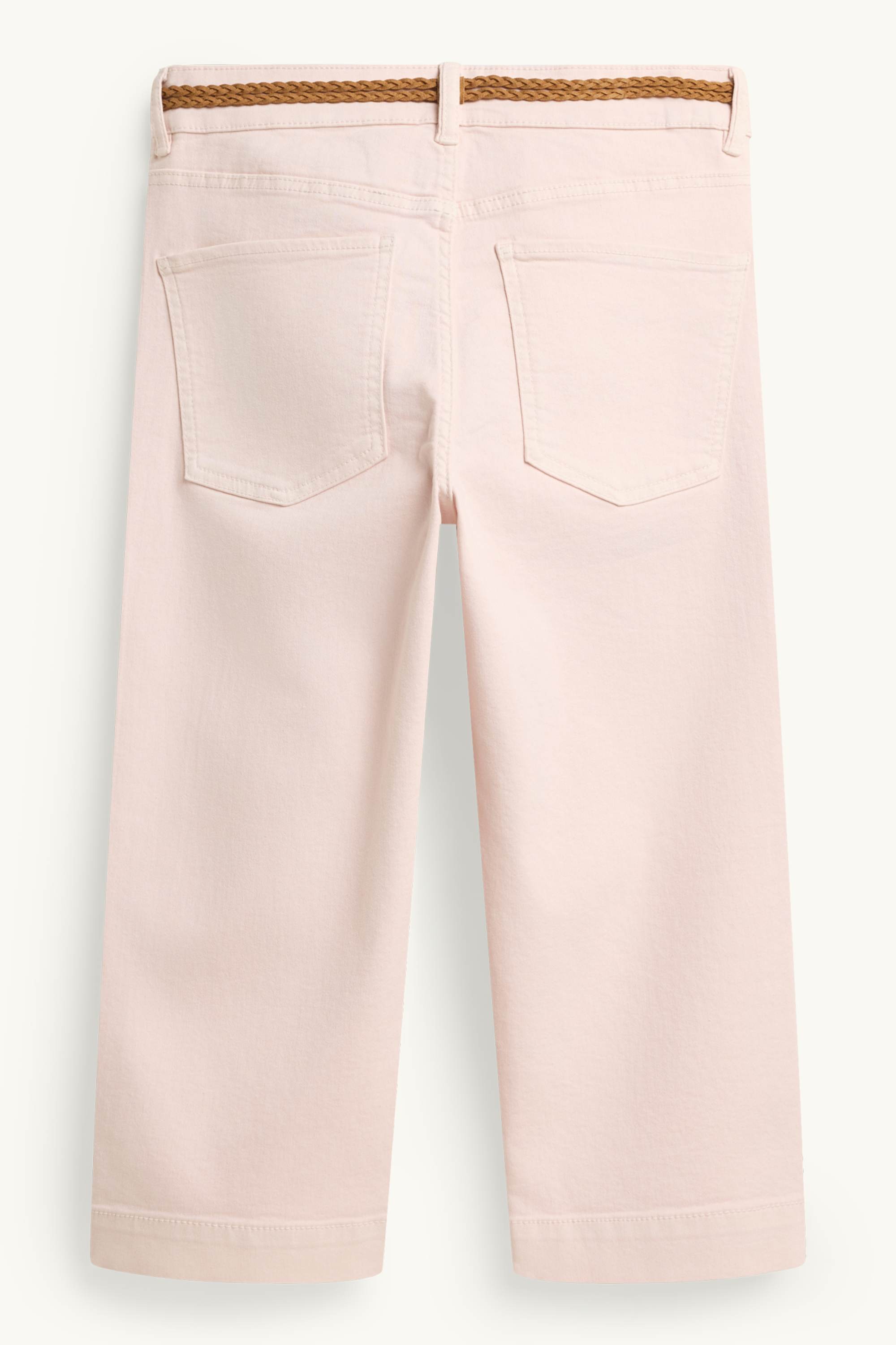Capri jeans with belt - mid-rise waist pale pink