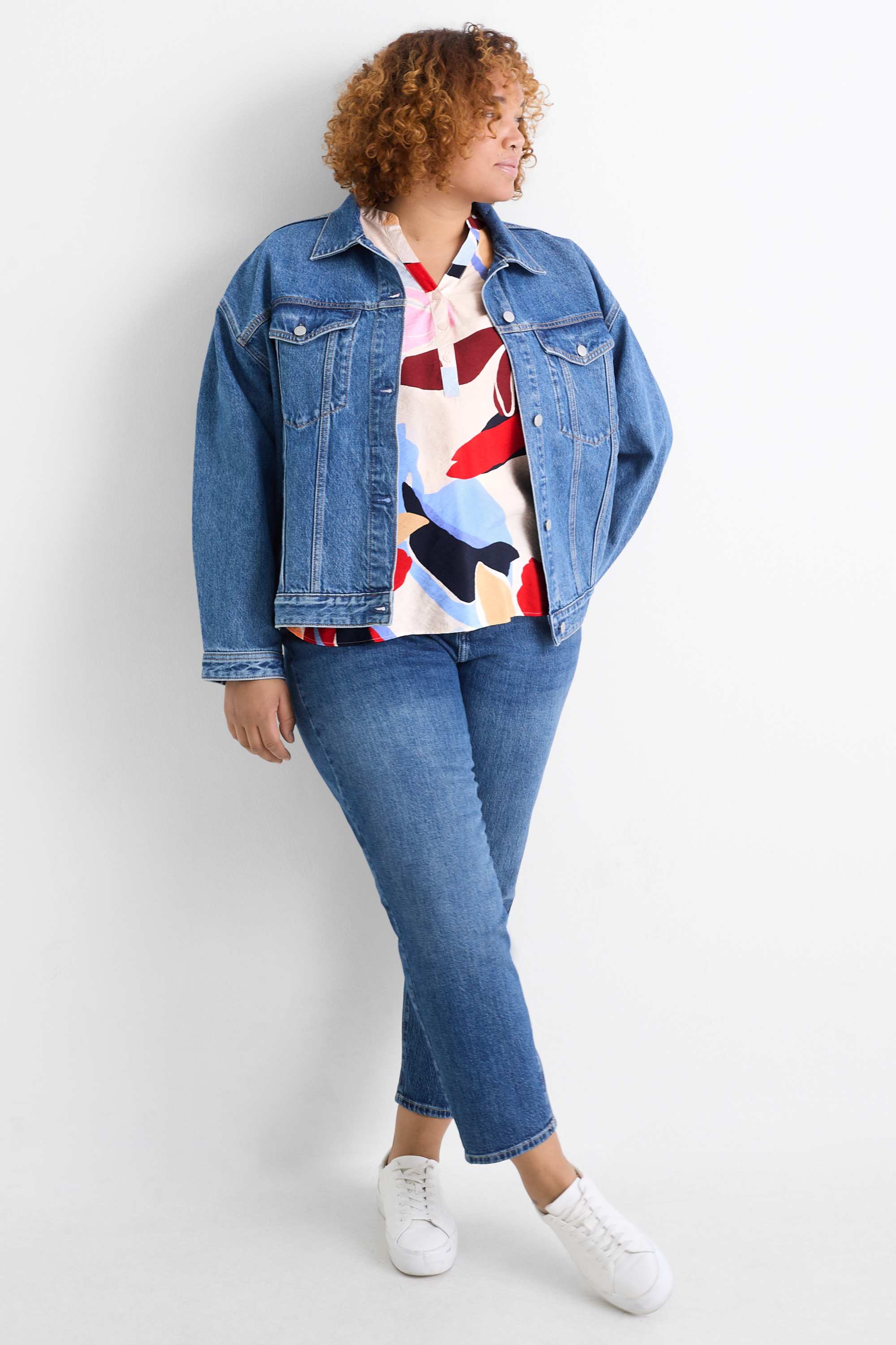 V-neck blouse - floral multicoloured