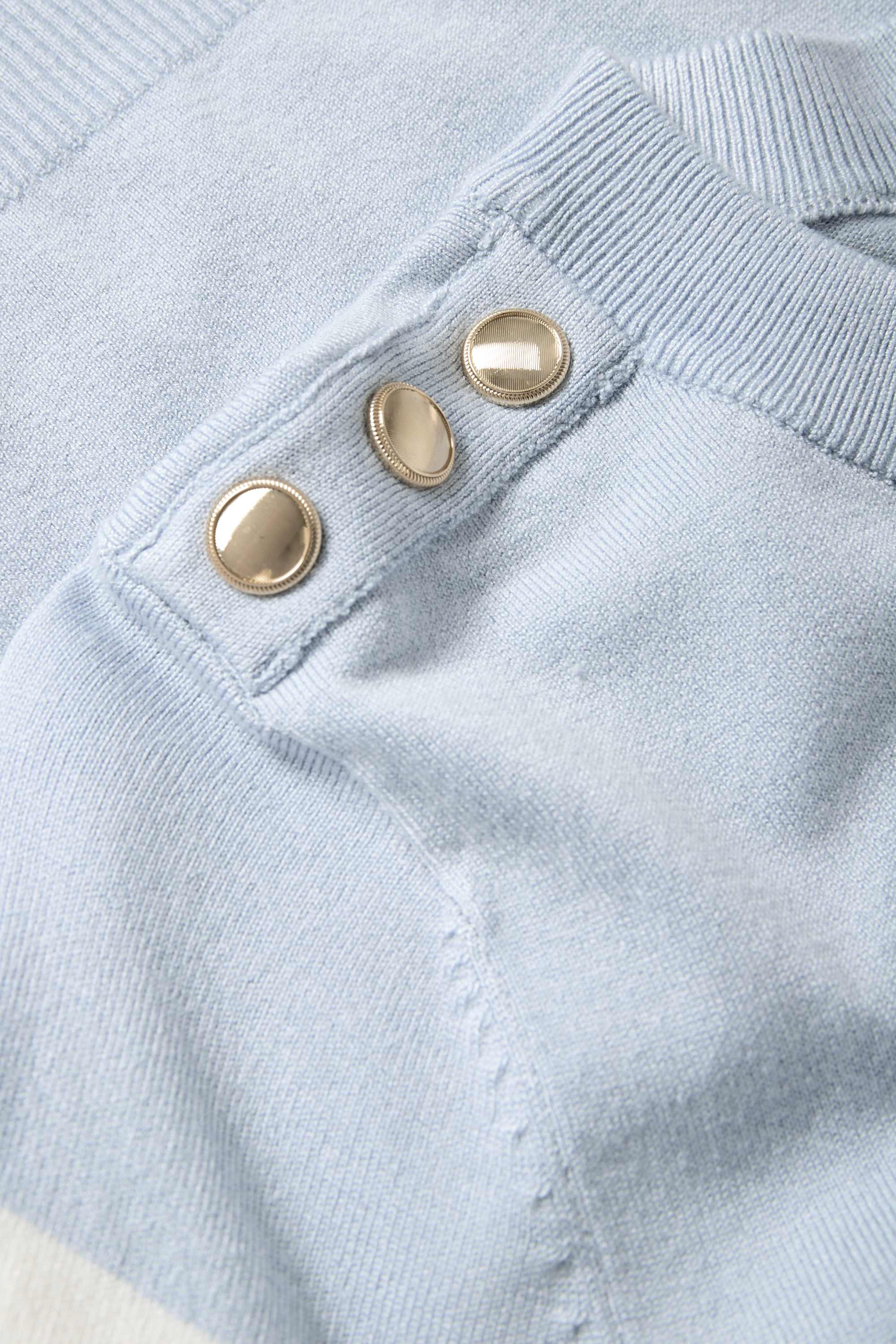 Knitted jumper - short sleeve - striped white / light blue