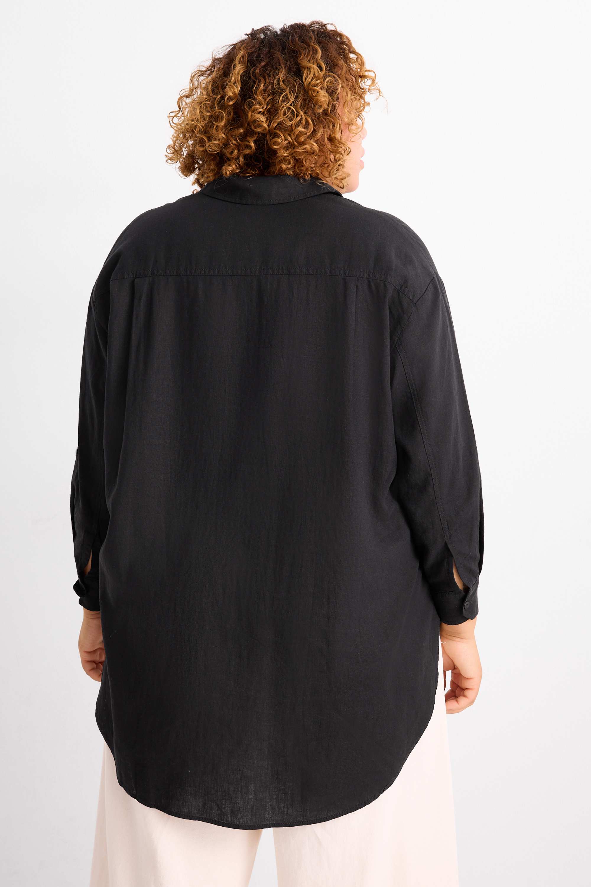 Shirt blouse - linen blend black