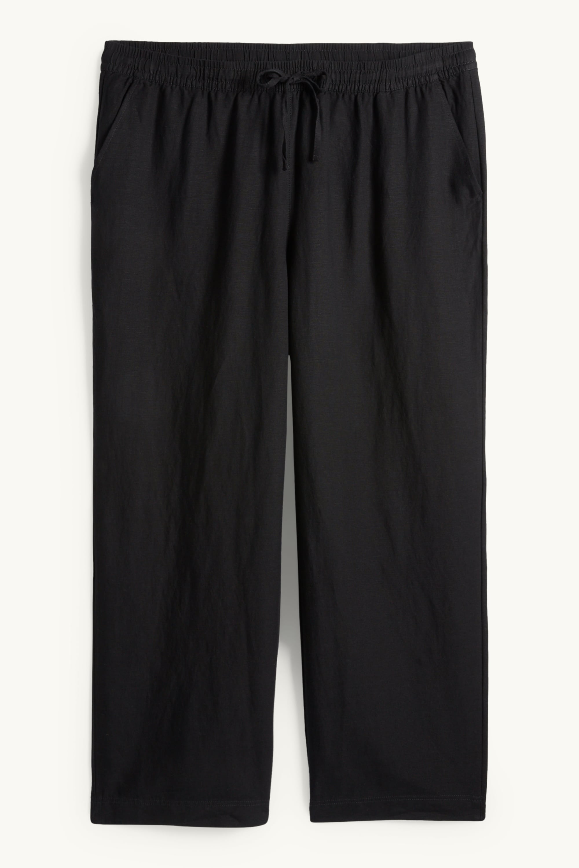Cloth trousers - mid-rise waist - wide leg - linen blend black