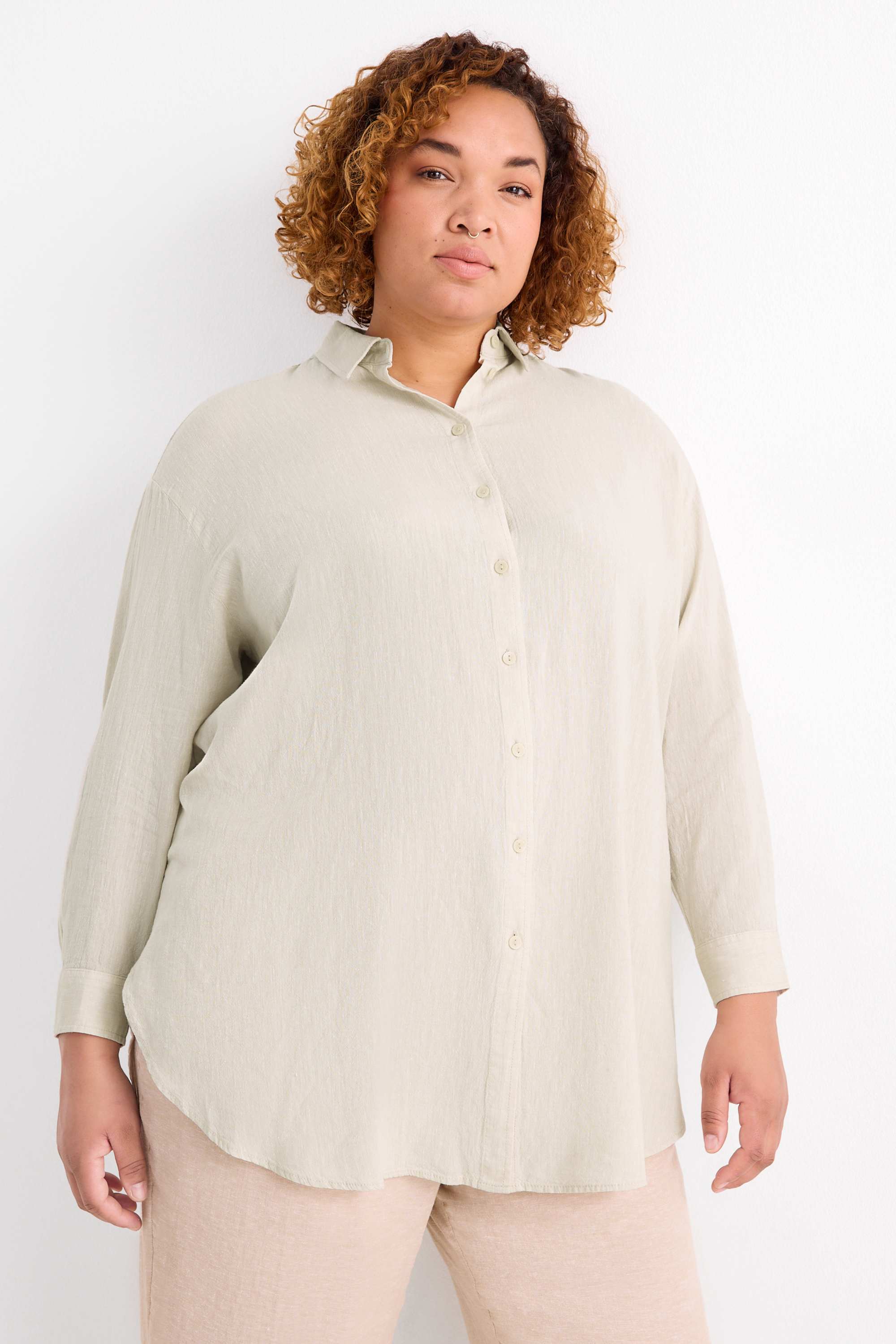 Shirt blouse - linen blend beige