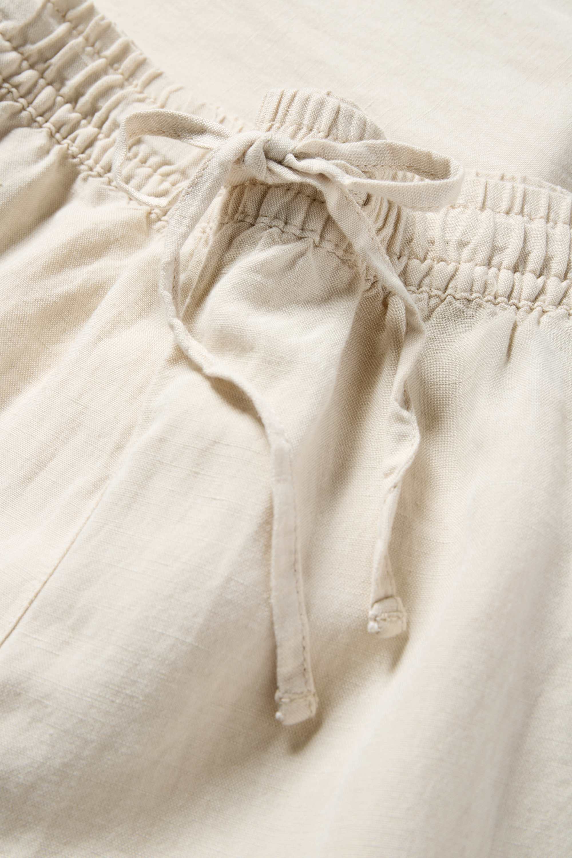 Cloth trousers - mid-rise waist - wide leg - linen blend light beige