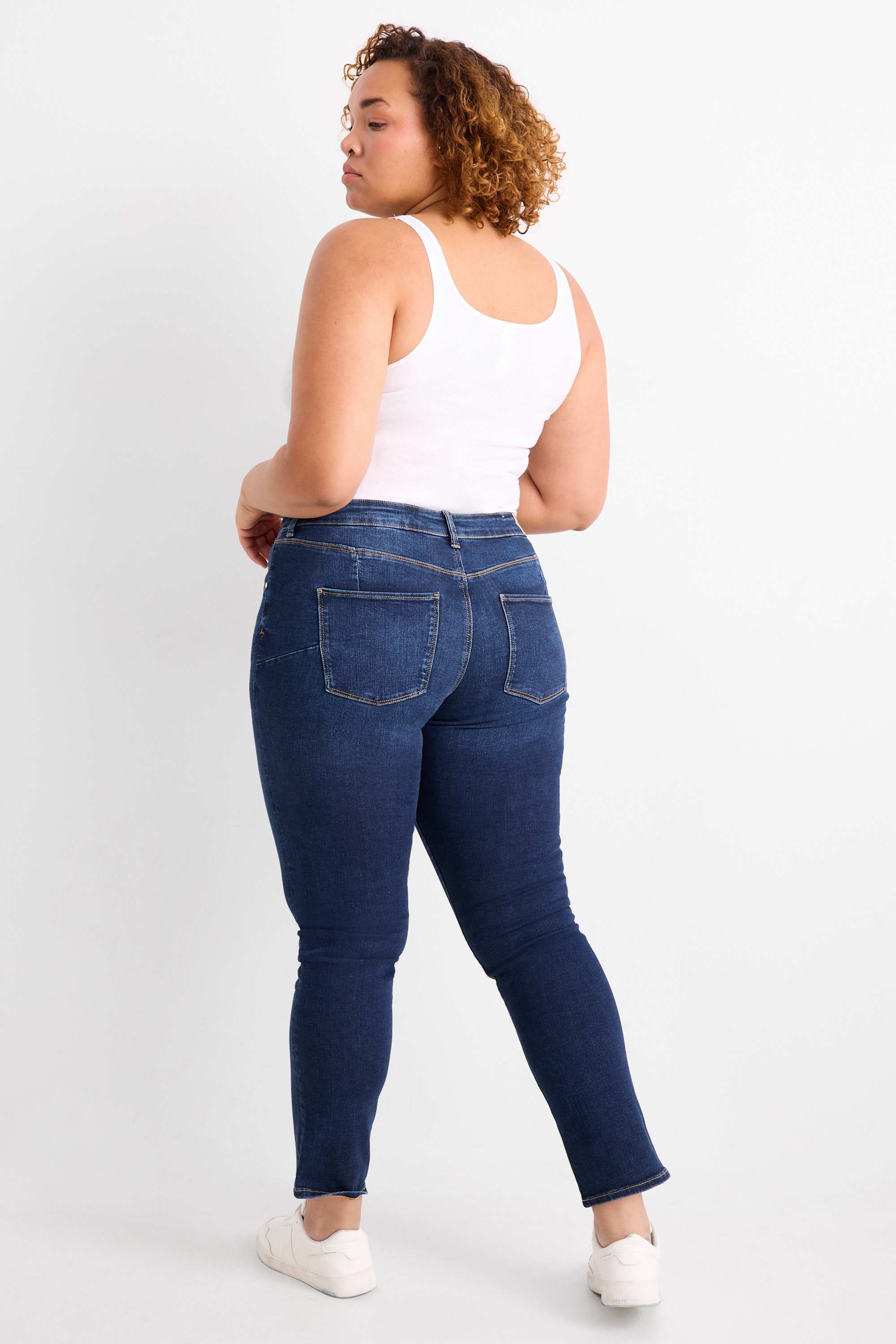 Slim jeans - mid-rise waist - shaping jeans - LYCRA® dark blue