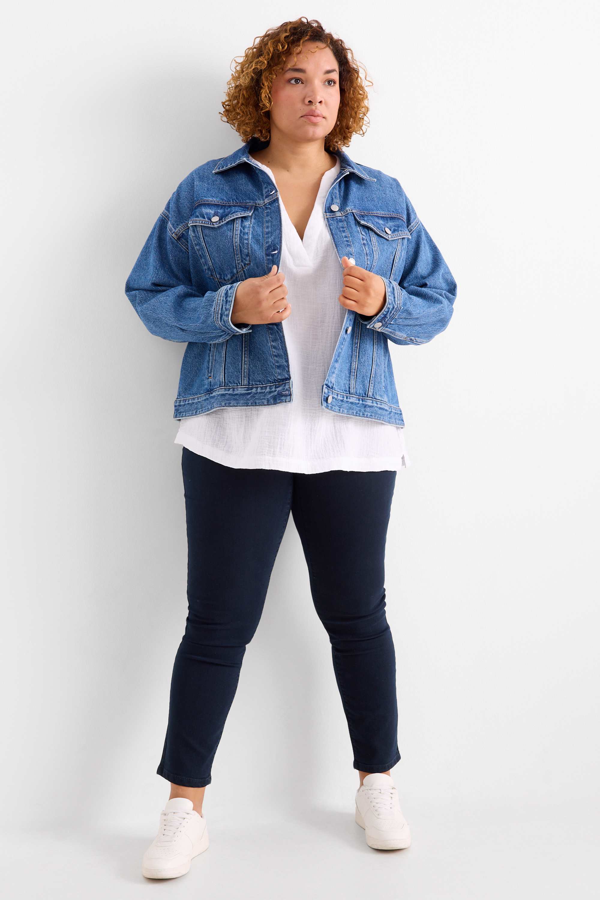Slim jeans - mid-rise waist dark blue