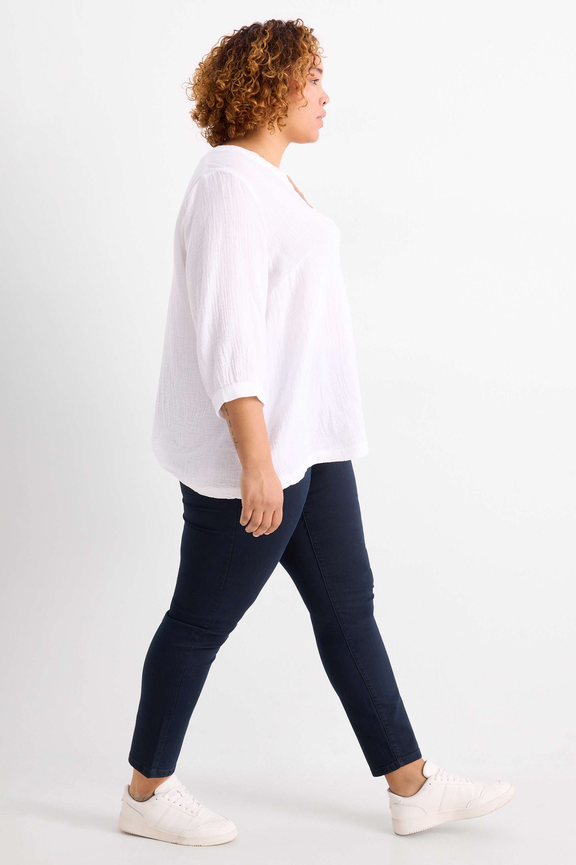 Slim jeans - mid-rise waist dark blue