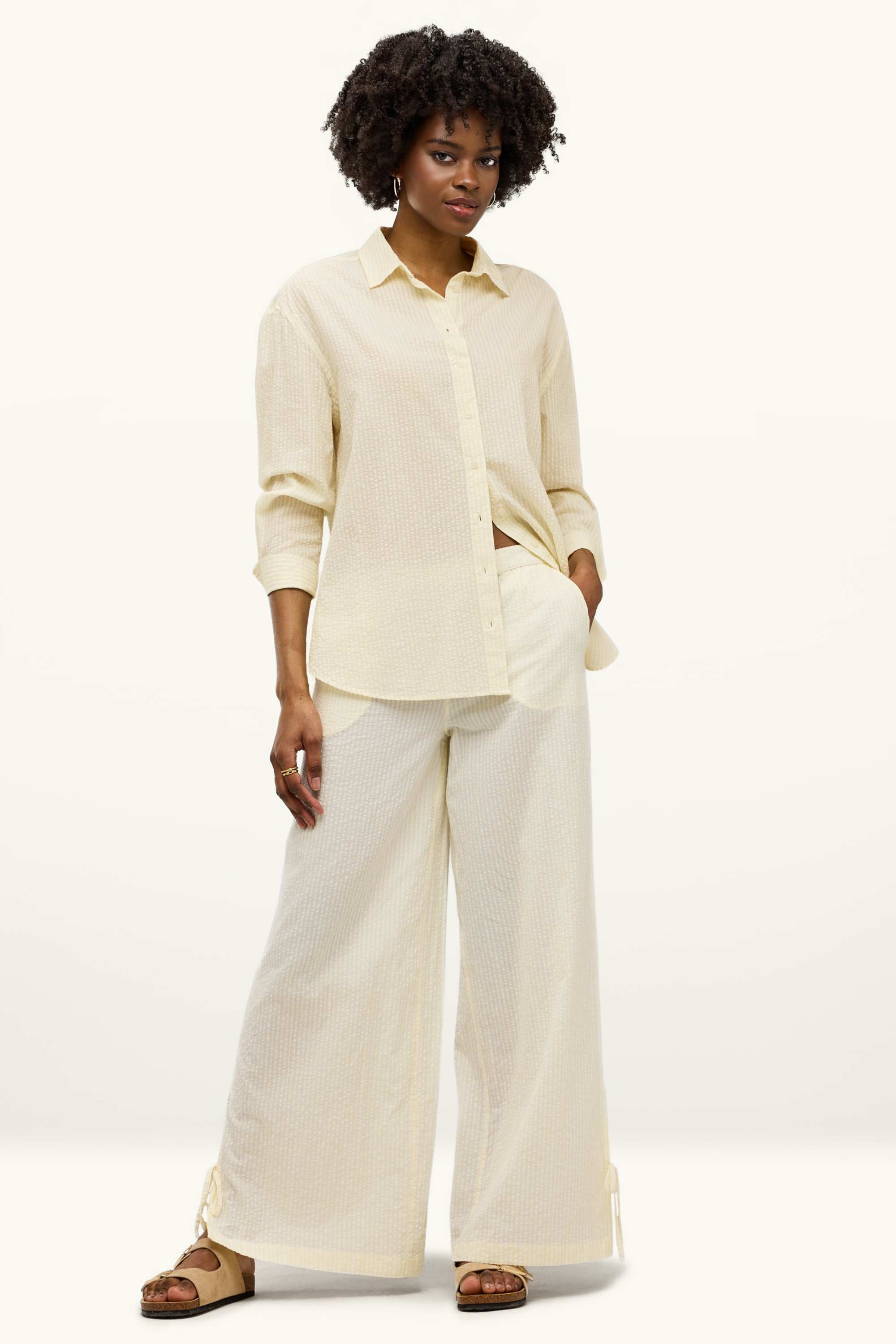 Shirt blouse - striped light yellow
