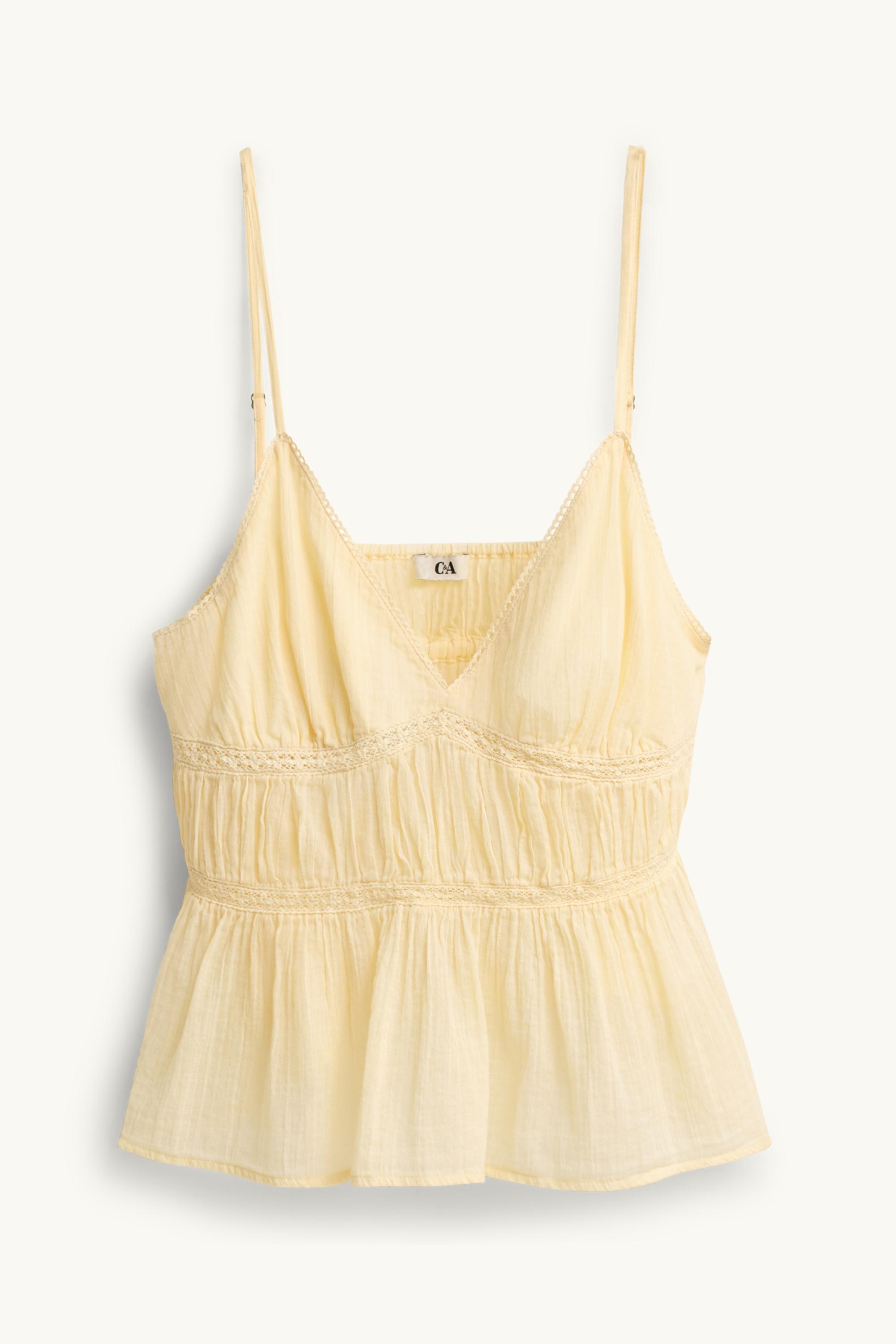 Blouse top - smocked beige