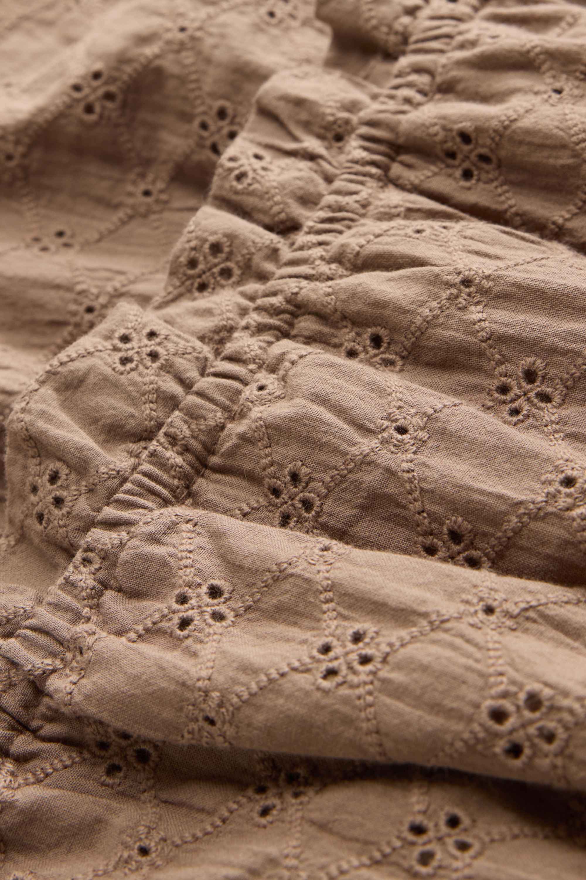 Blouse top - broderie anglaise light brown