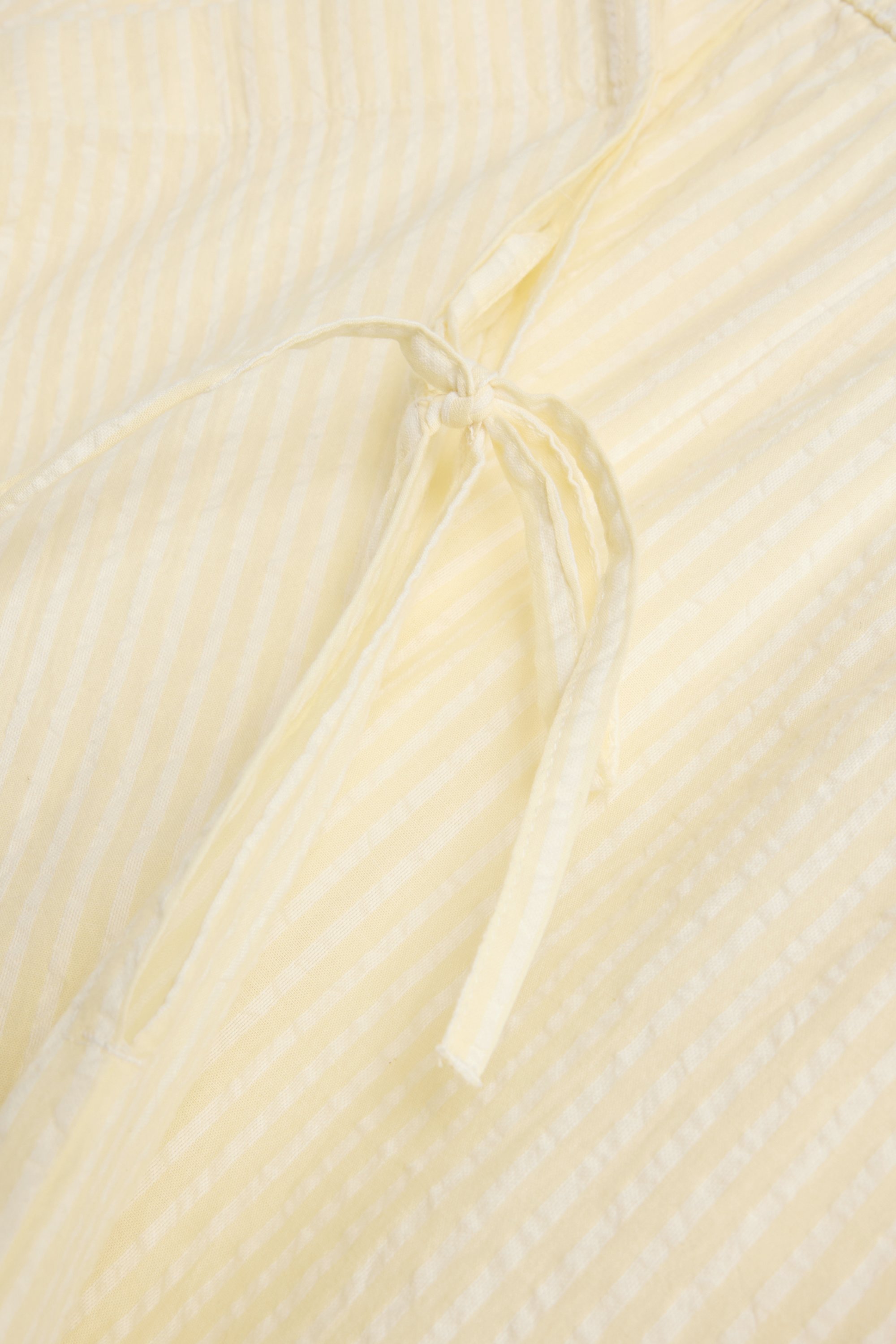 Cheesecloth trousers - mid-rise waist - wide leg - striped light yellow