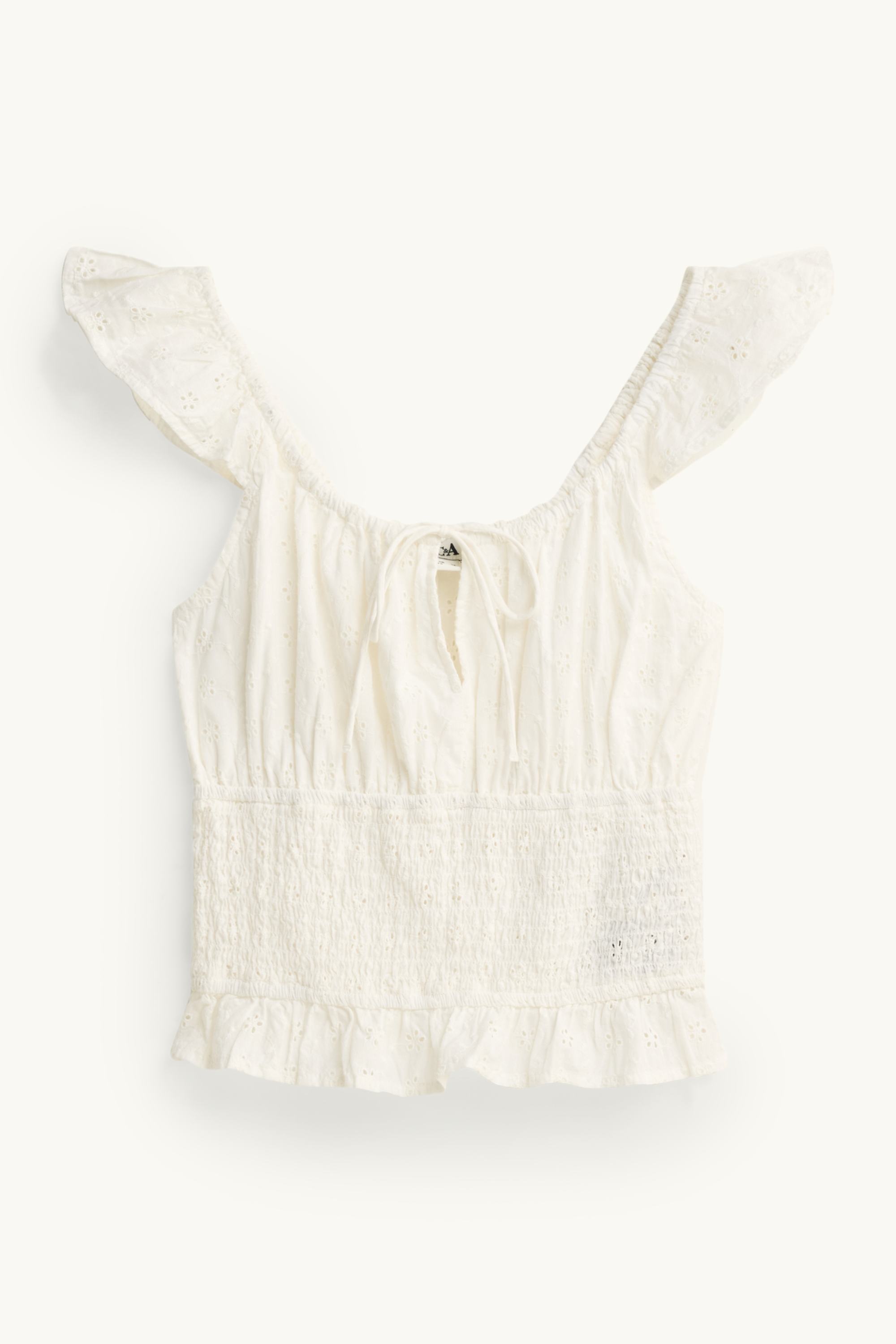 Cropped blouse - broderie anglaise white