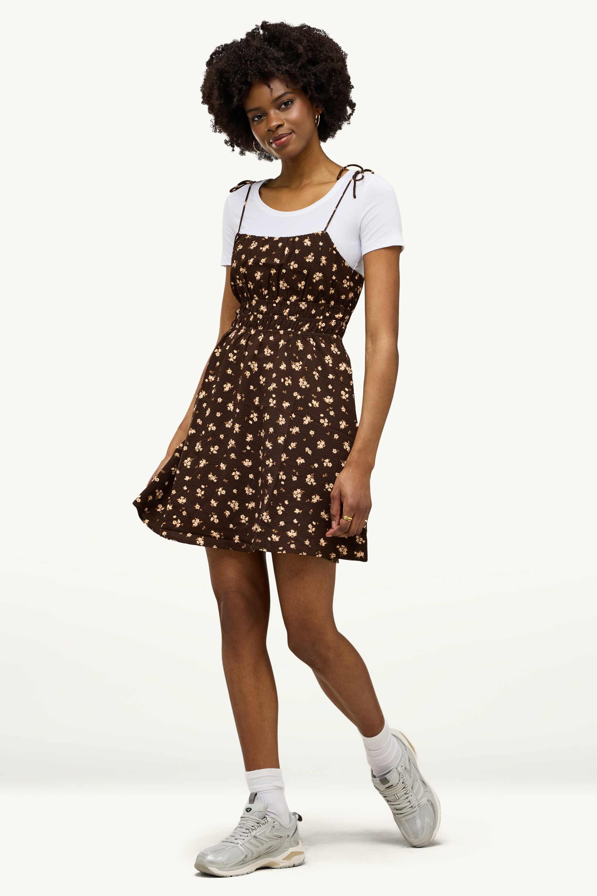 Dress - floral brown