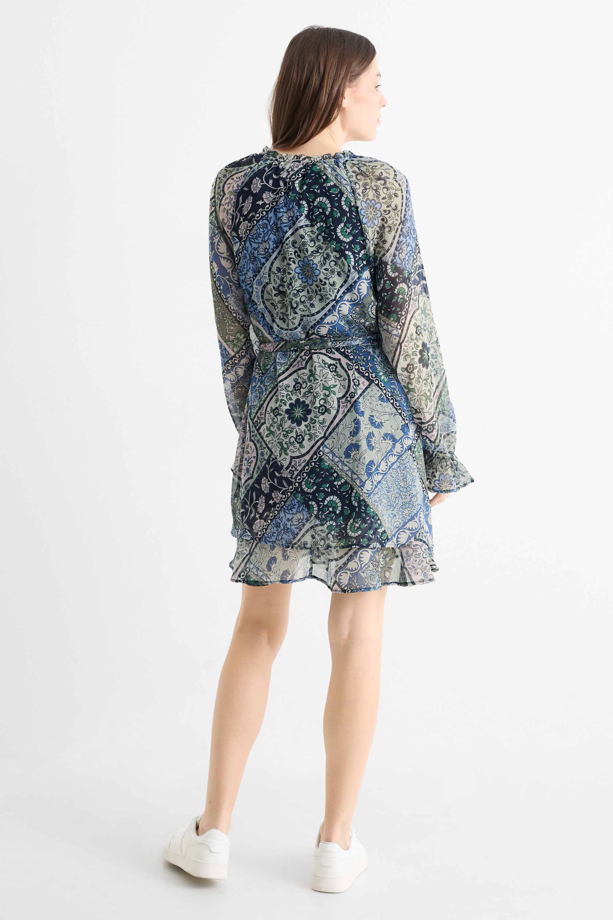 Chiffon dress - patterned dark blue